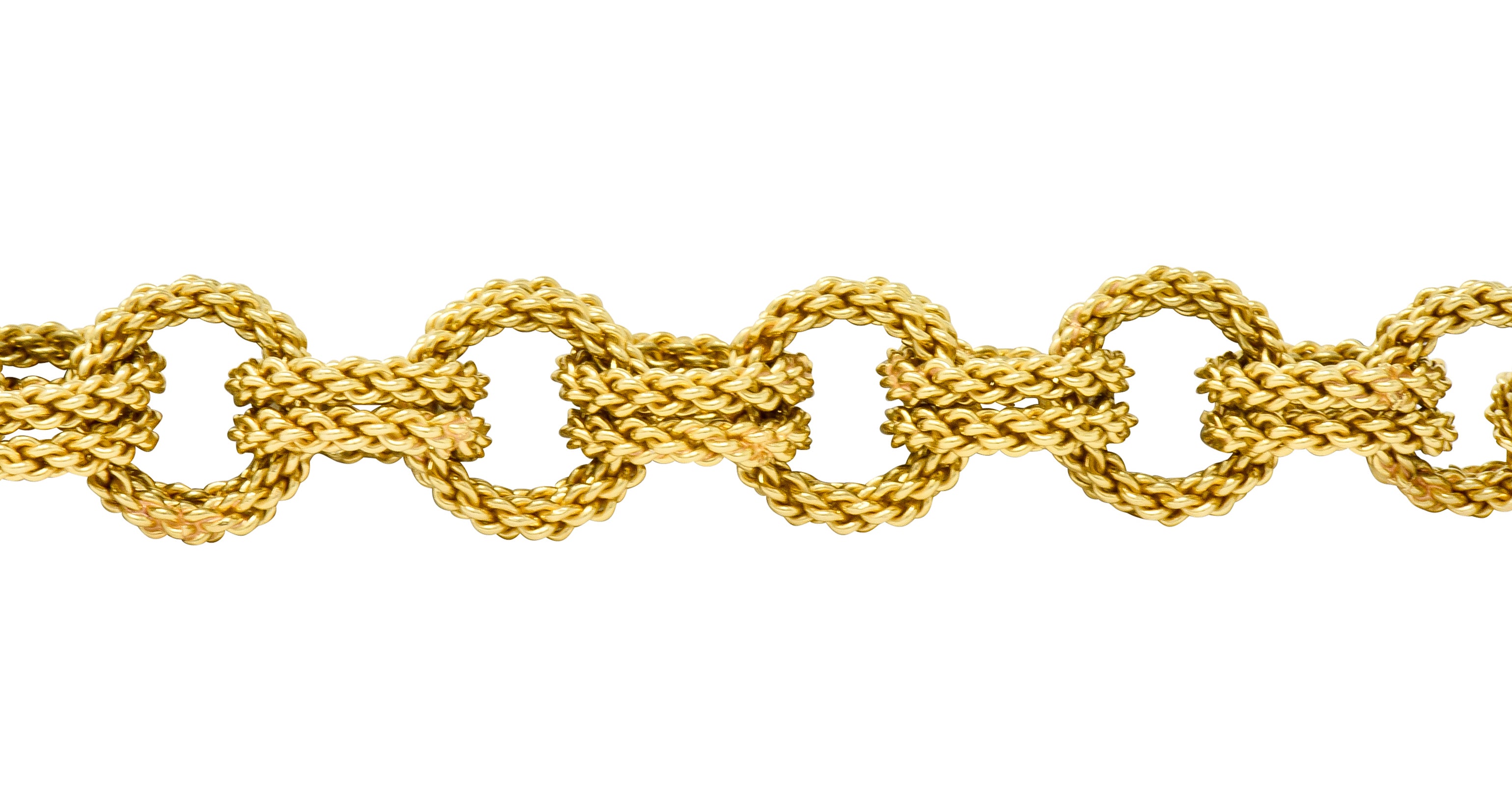 Vintage 18 Karat Yellow Gold Twisted Rope Double Rolo Link Bracelet - Wilson's Estate Jewelry