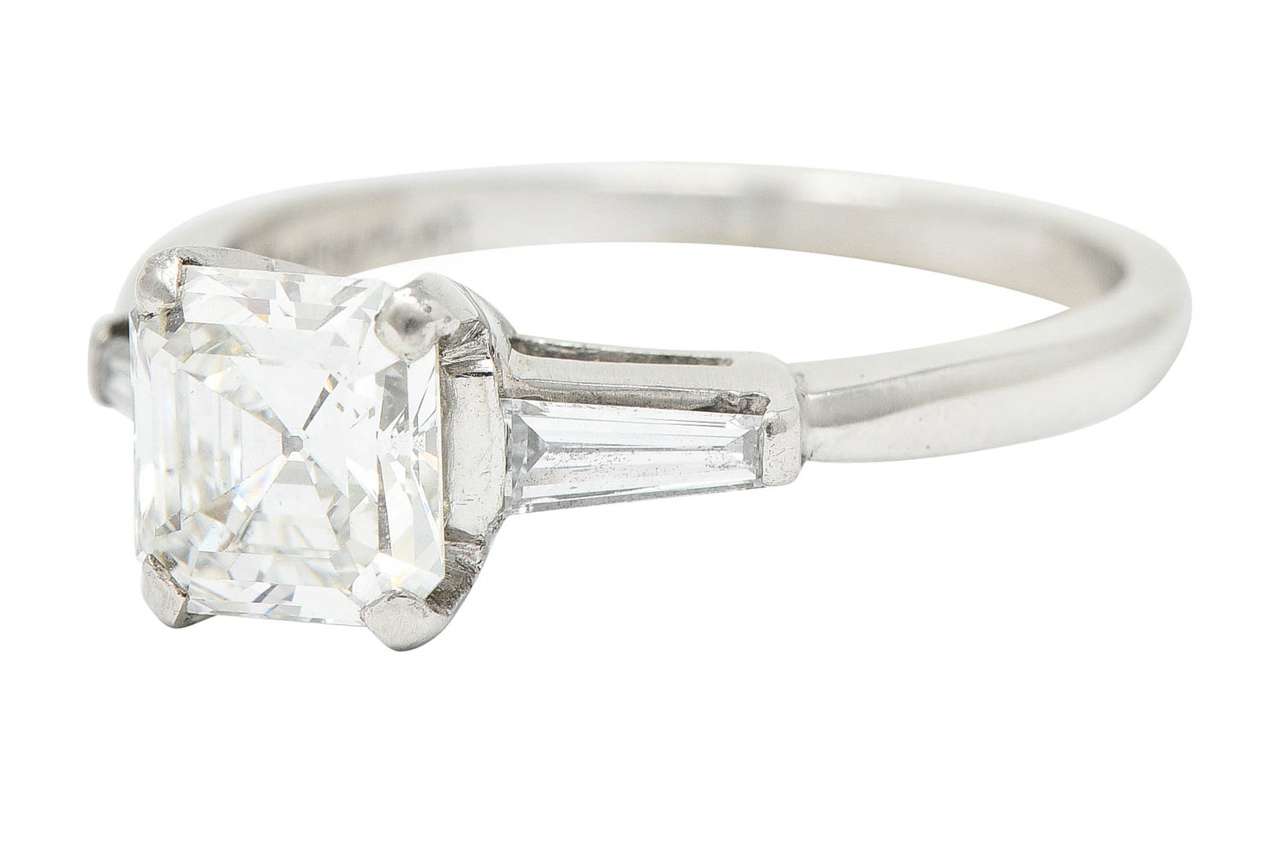 1950's Mid-Century 1.24 CTW Asscher Diamond Platinum Engagement Ring GIARing - Wilson's Estate Jewelry