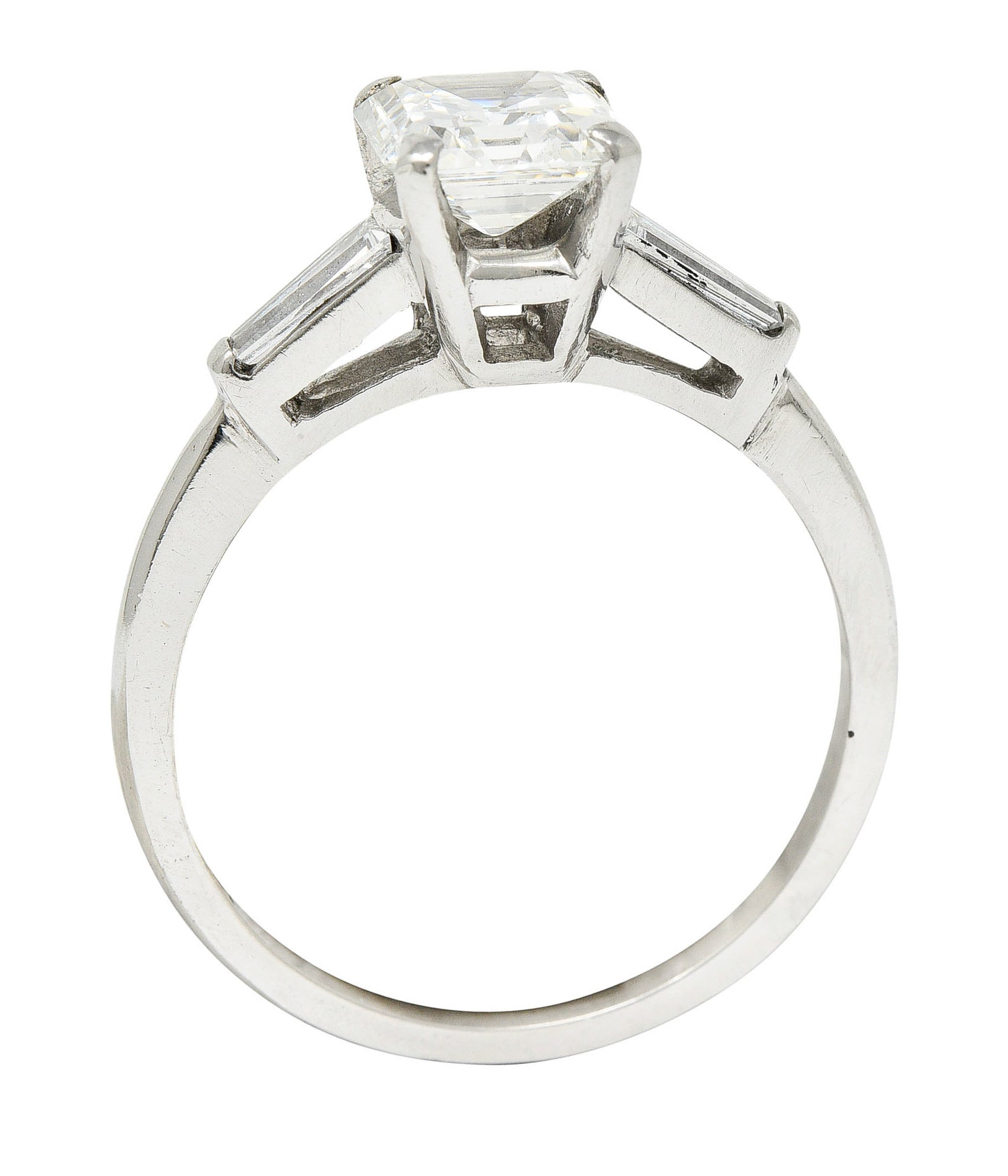 1950's Mid-Century 1.24 CTW Asscher Diamond Platinum Engagement Ring GIARing - Wilson's Estate Jewelry