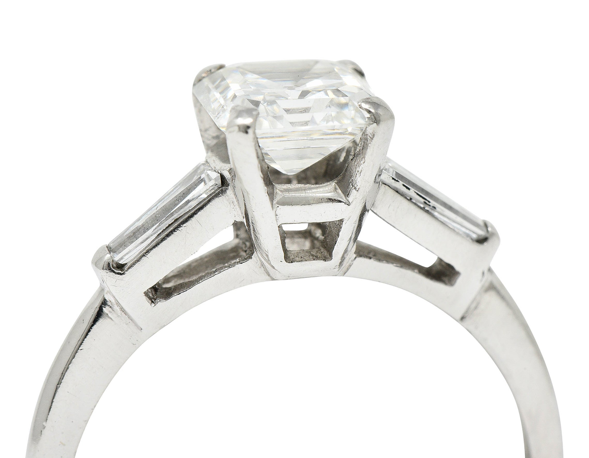 1950's Mid-Century 1.24 CTW Asscher Diamond Platinum Engagement Ring GIARing - Wilson's Estate Jewelry