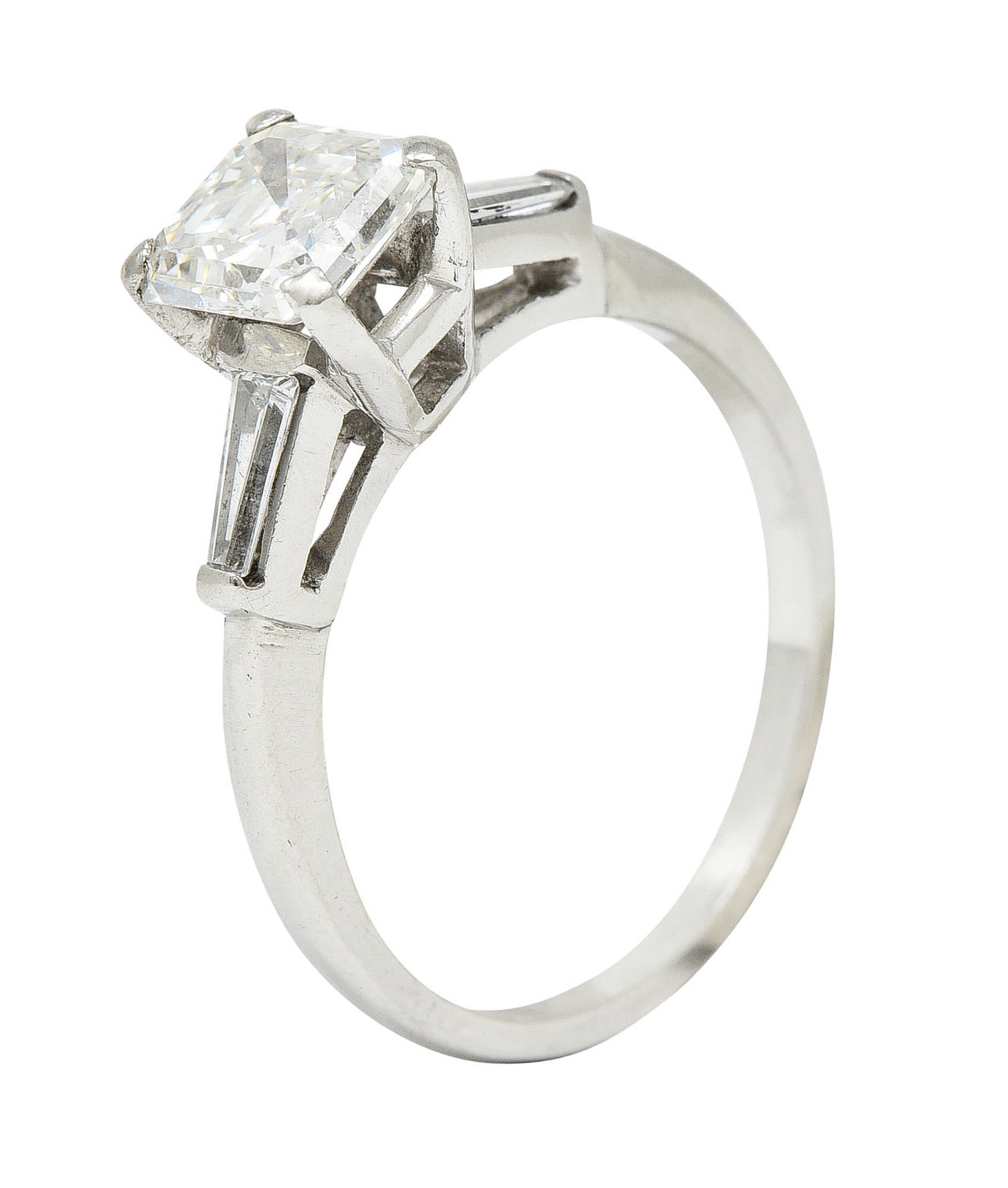 1950's Mid-Century 1.24 CTW Asscher Diamond Platinum Engagement Ring GIARing - Wilson's Estate Jewelry