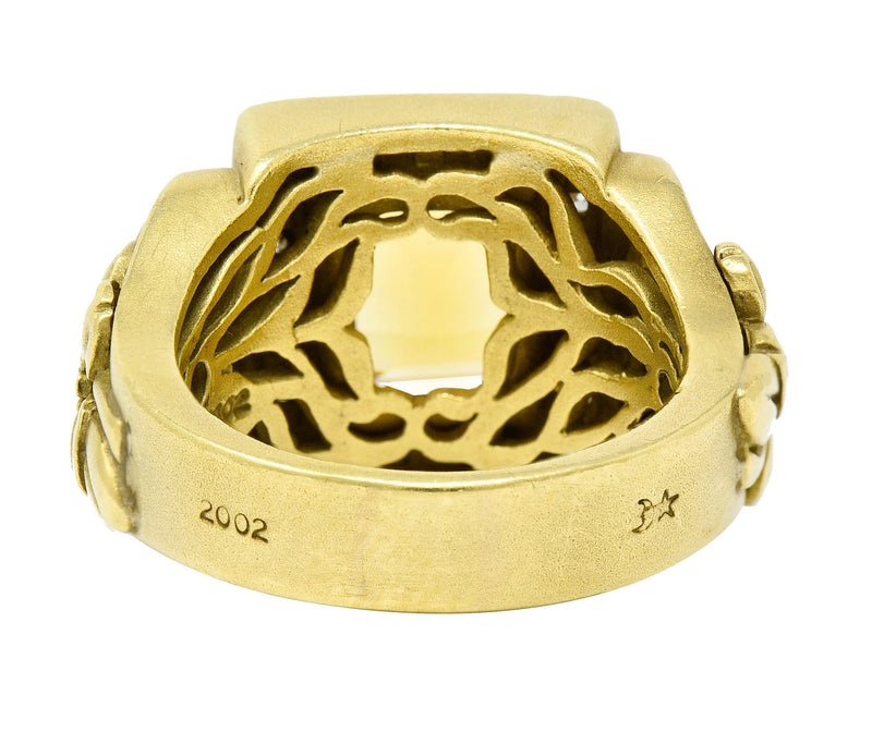 Kieselstein Cord Heliodor Golden Beryl Diamond 18 Karat Gold Flower RingRing - Wilson's Estate Jewelry