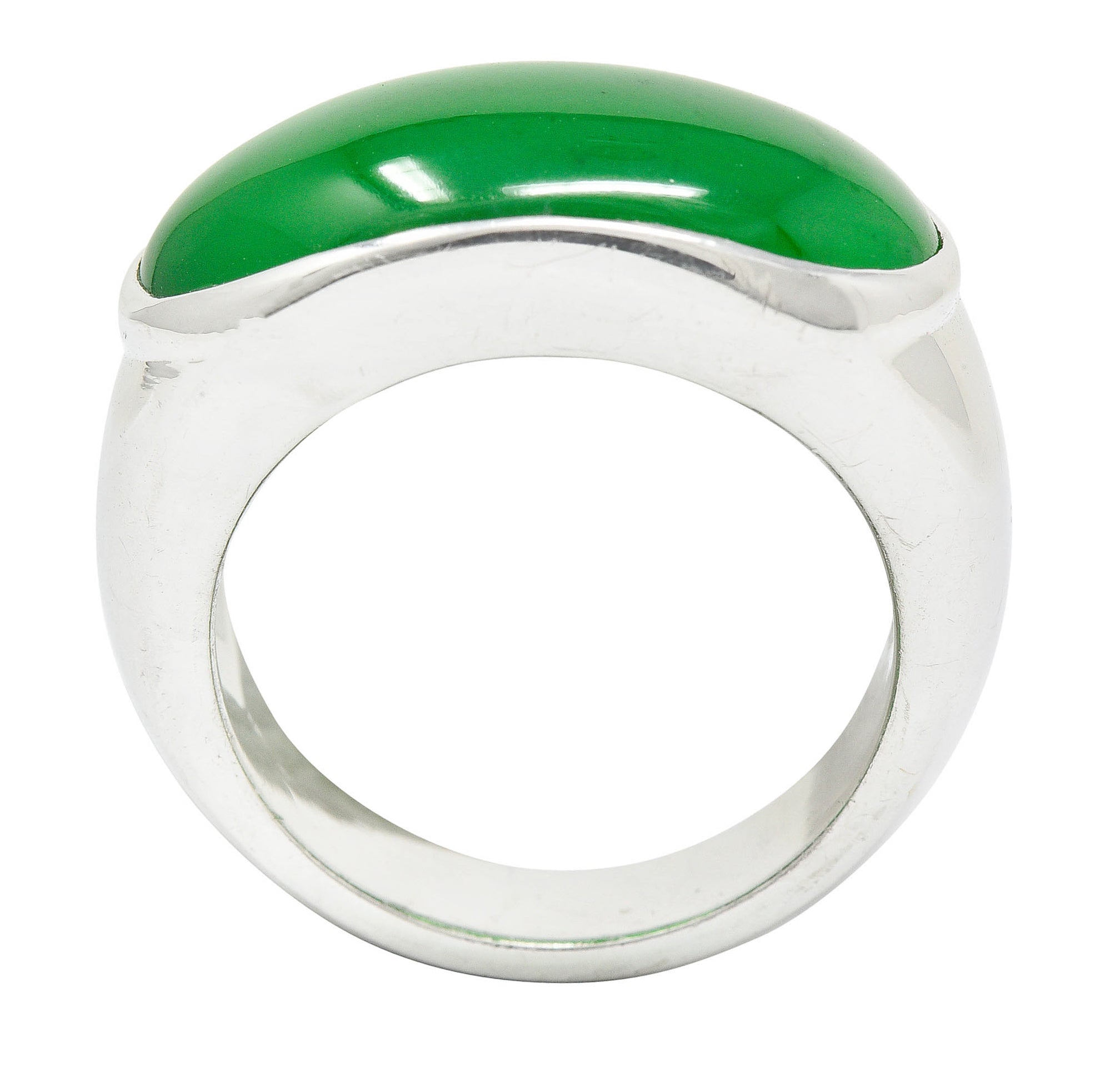 Vintage Jadeite Jade Platinum Unisex Band Ring GIARing - Wilson's Estate Jewelry