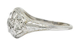 Early Art Deco 0.34 CTW Diamond Platinum-Topped 18 Karat White Gold Foliate Engagement RingRing - Wilson's Estate Jewelry