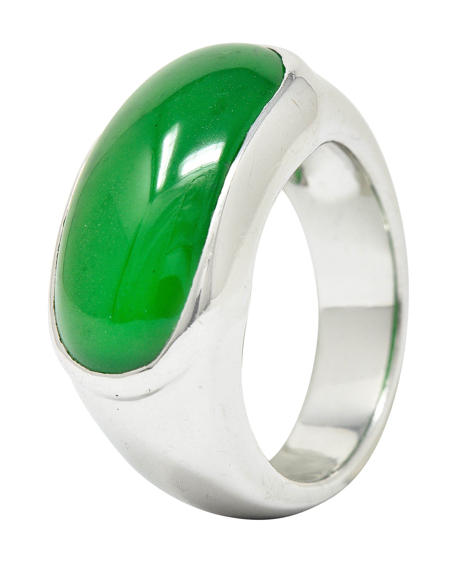 Vintage Jadeite Jade Platinum Unisex Band Ring GIARing - Wilson's Estate Jewelry