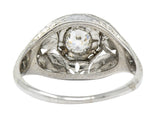 Early Art Deco 0.34 CTW Diamond Platinum-Topped 18 Karat White Gold Foliate Engagement RingRing - Wilson's Estate Jewelry