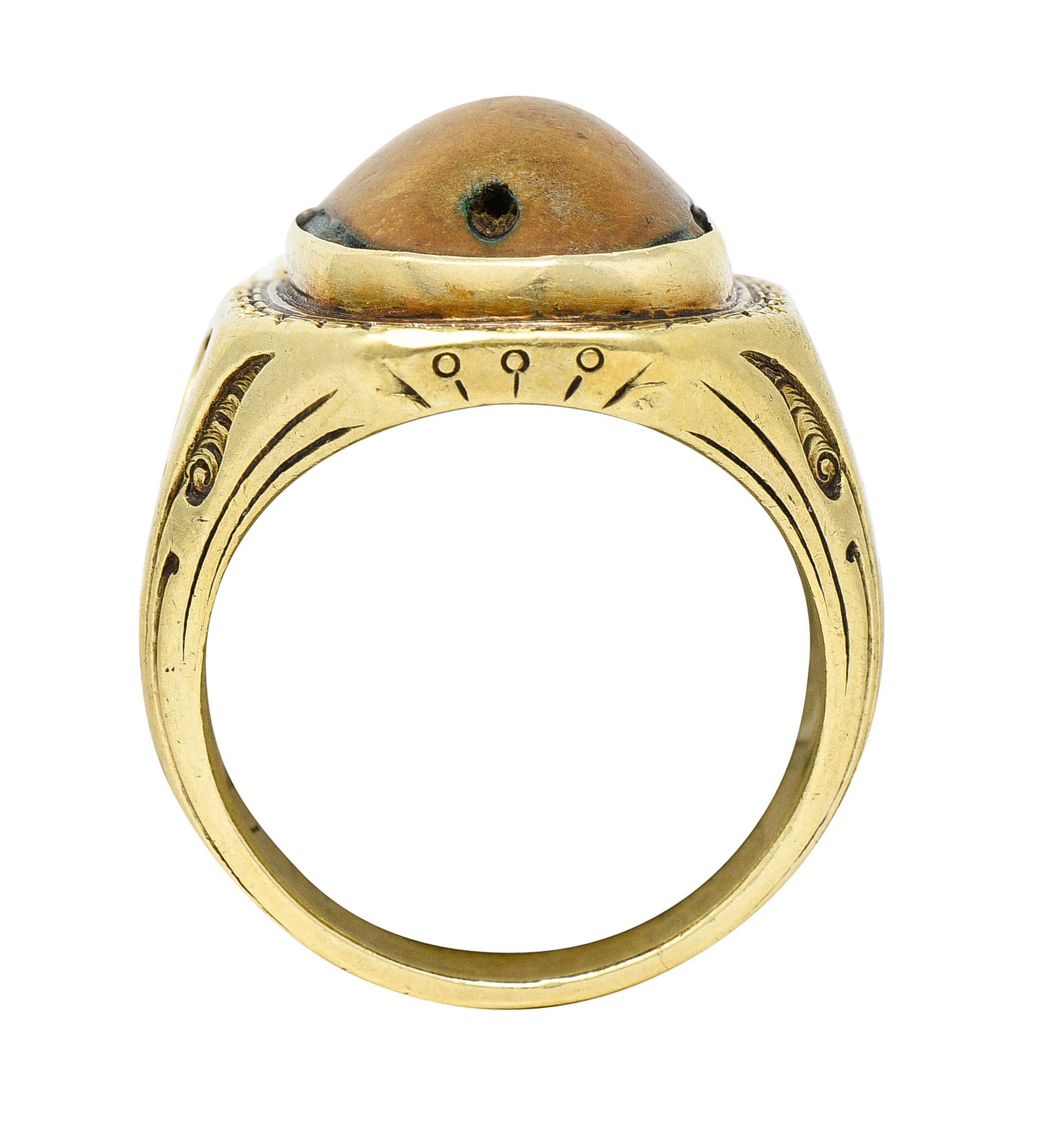 Egyptian Revival Hardstone 14 Karat Gold Unisex Scarab RingRing - Wilson's Estate Jewelry