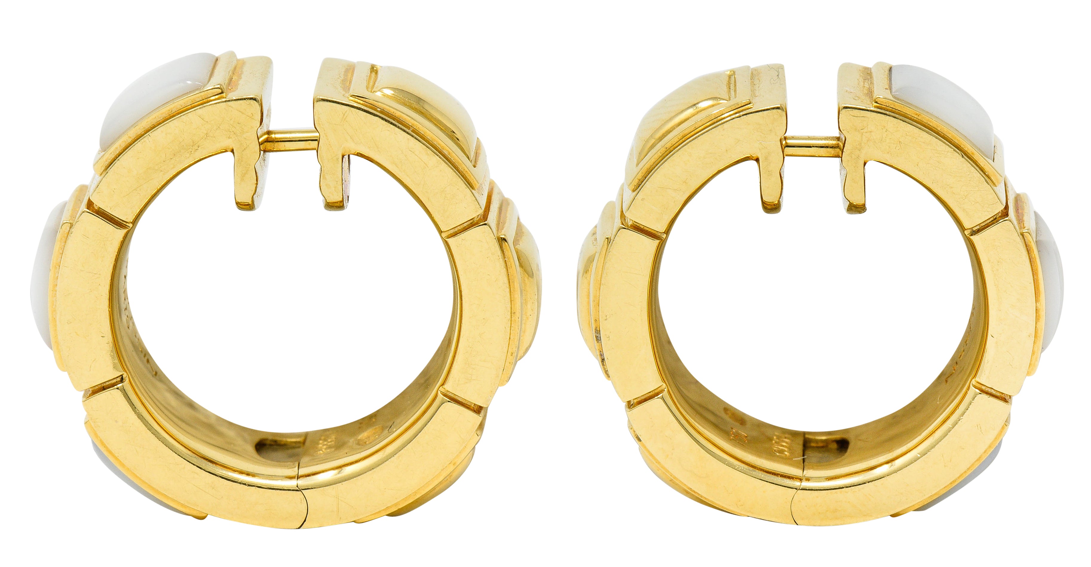 Mauboussin Paris Mother-Of-Pearl 18 Karat Gold 20 MM Huggie EarringsEarrings - Wilson's Estate Jewelry