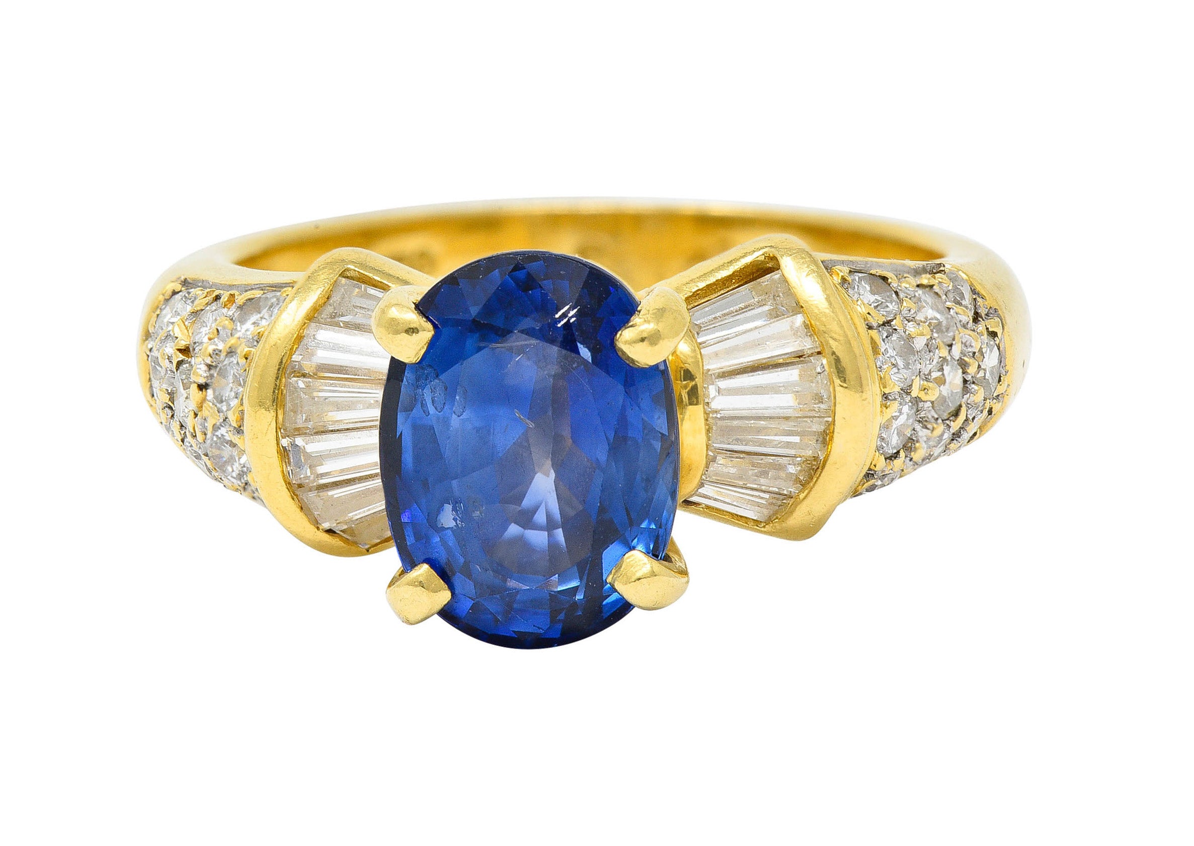 Vintage 3.60 CTW Sapphire Diamond 18 Karat Gold Cocktail RingRing - Wilson's Estate Jewelry