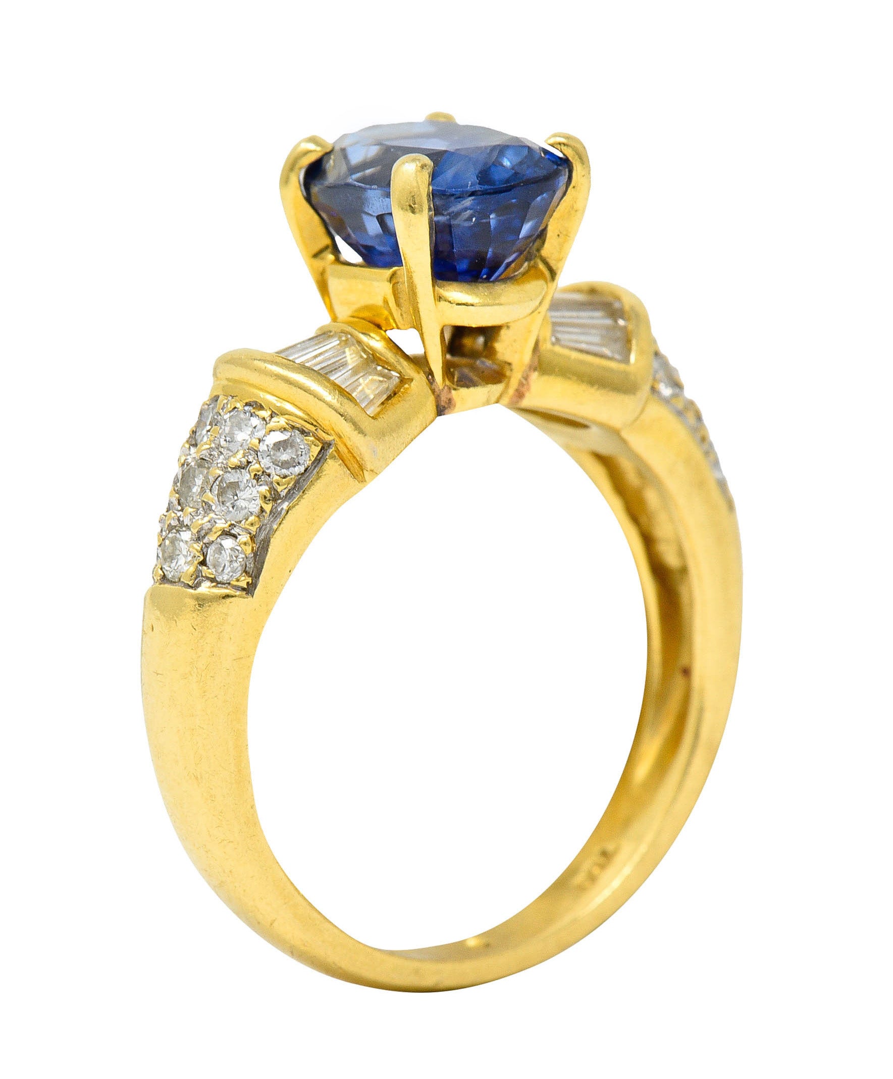 Vintage 3.60 CTW Sapphire Diamond 18 Karat Gold Cocktail RingRing - Wilson's Estate Jewelry