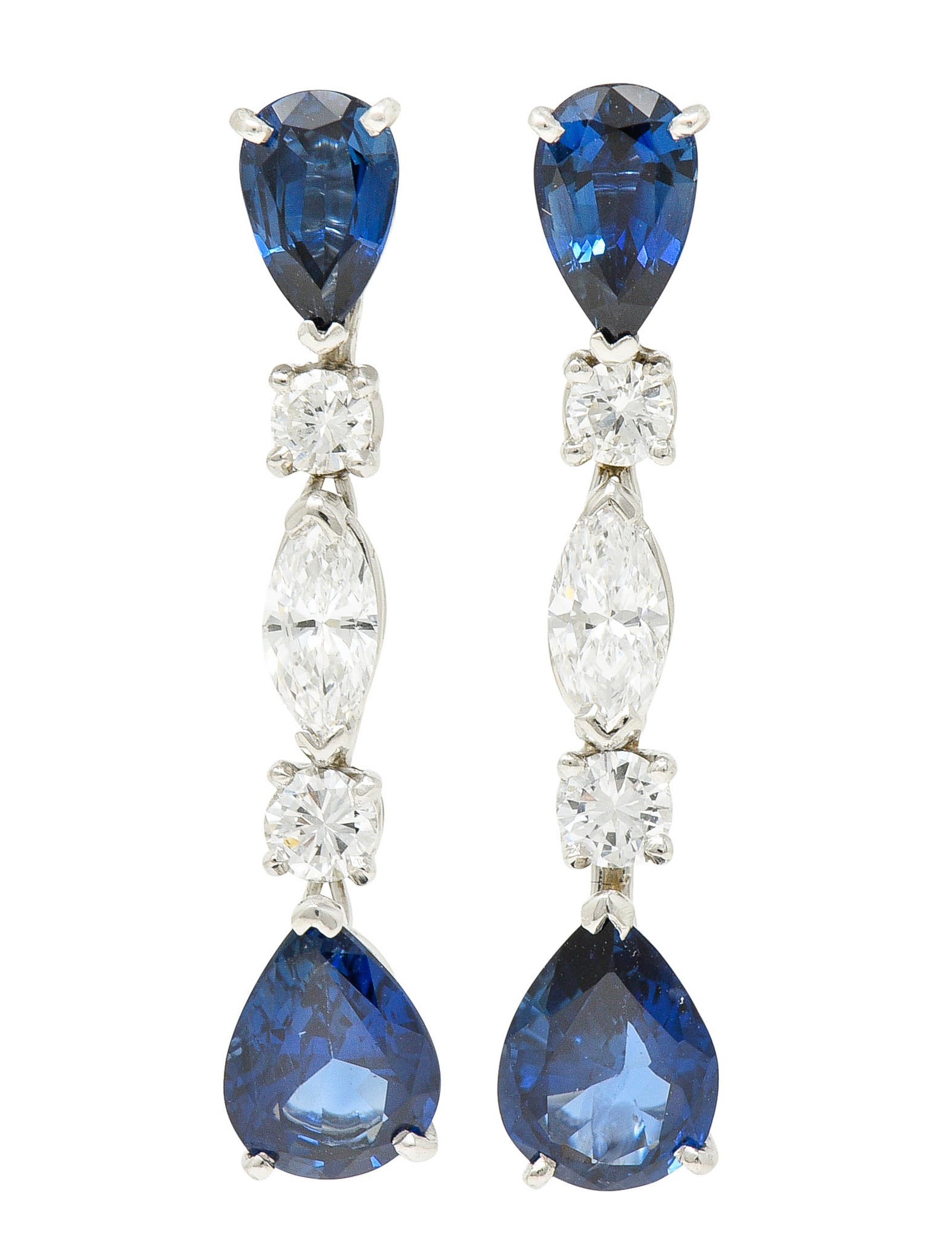 Vintage 4.00 CTW Sapphire Diamond Platinum Drop EarringsEarrings - Wilson's Estate Jewelry