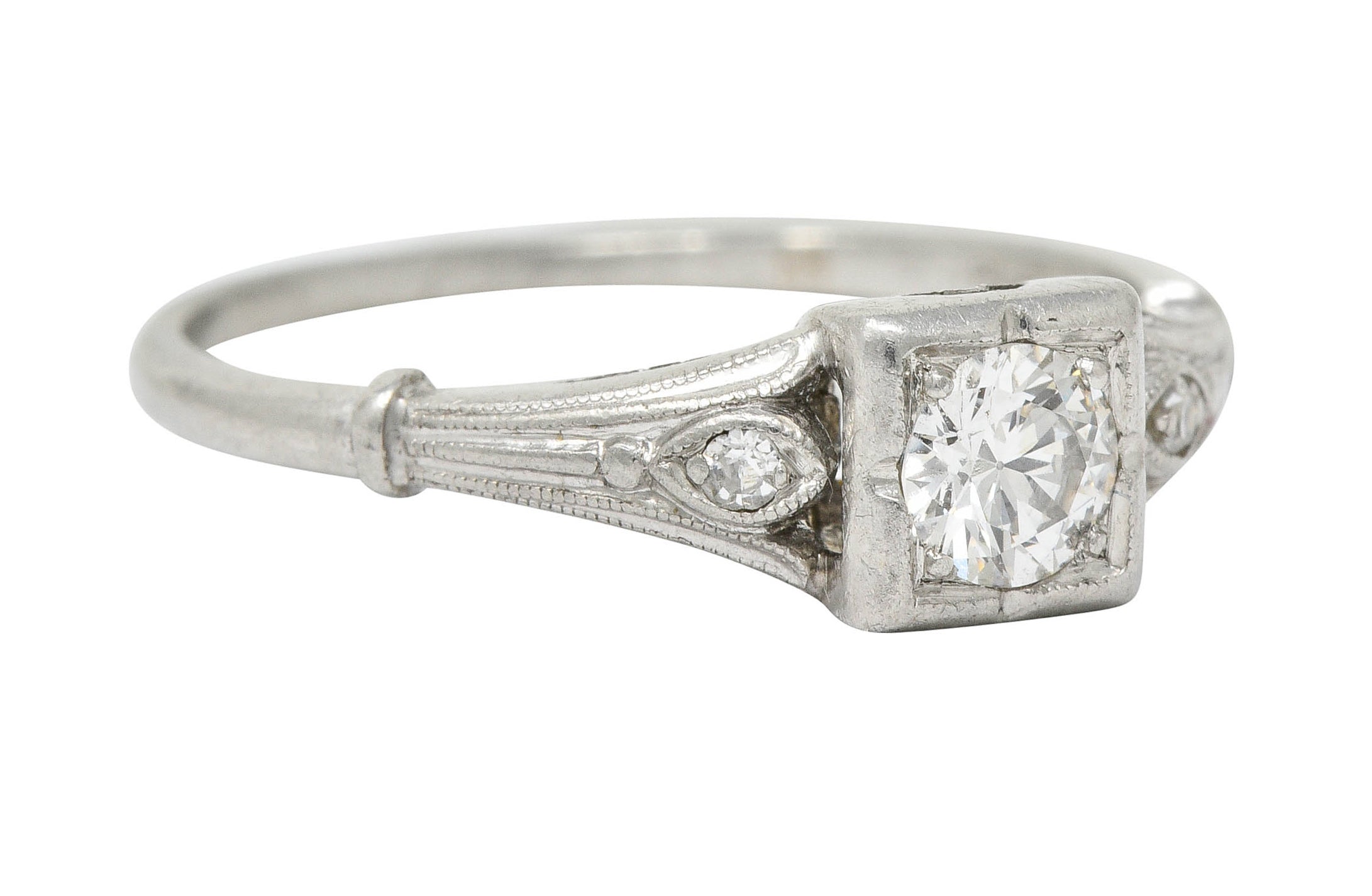 W.J. Harbor Co. Retro 0.30 CTW Diamond Platinum Lotus Engagement RingRing - Wilson's Estate Jewelry