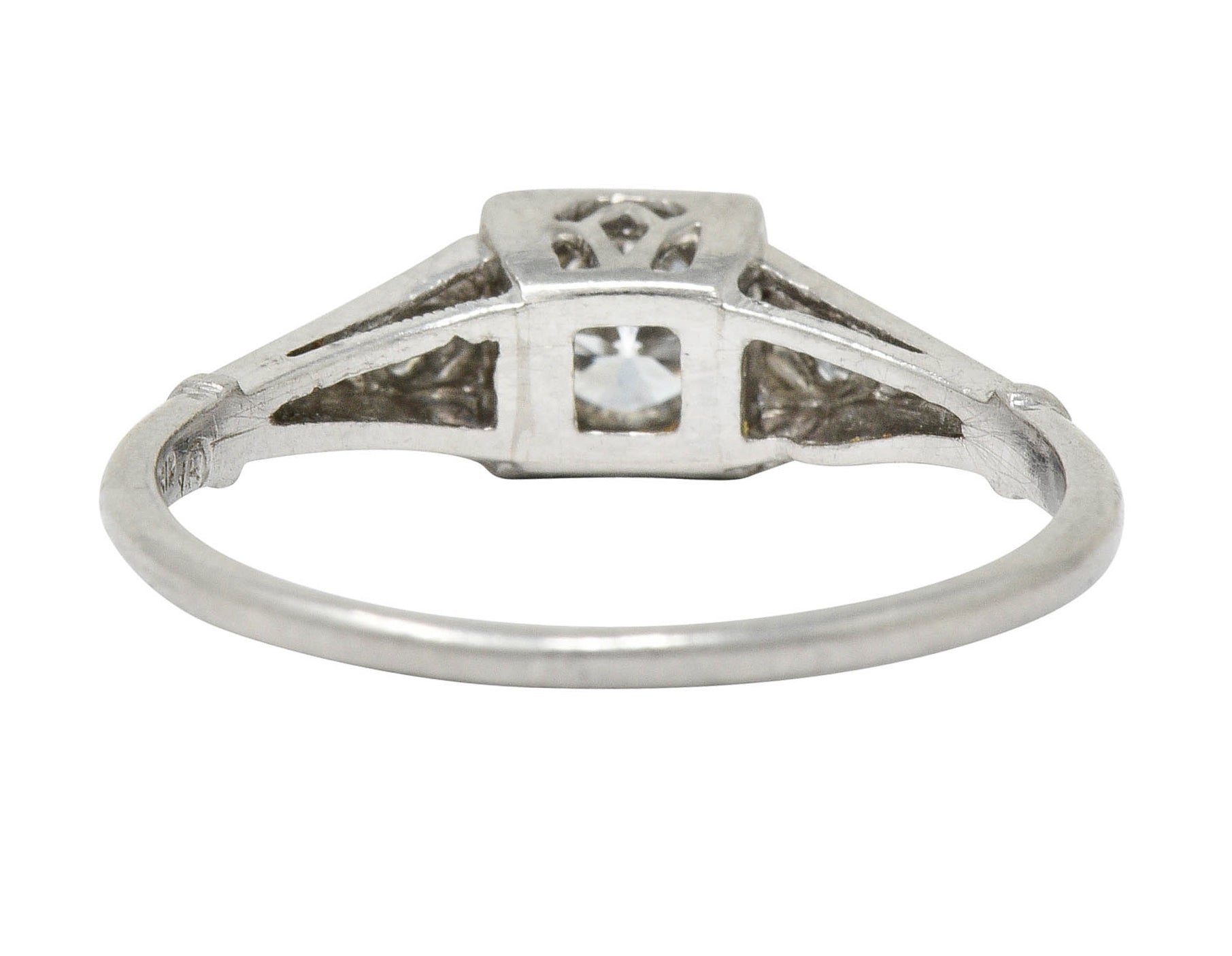 W.J. Harbor Co. Retro 0.30 CTW Diamond Platinum Lotus Engagement RingRing - Wilson's Estate Jewelry