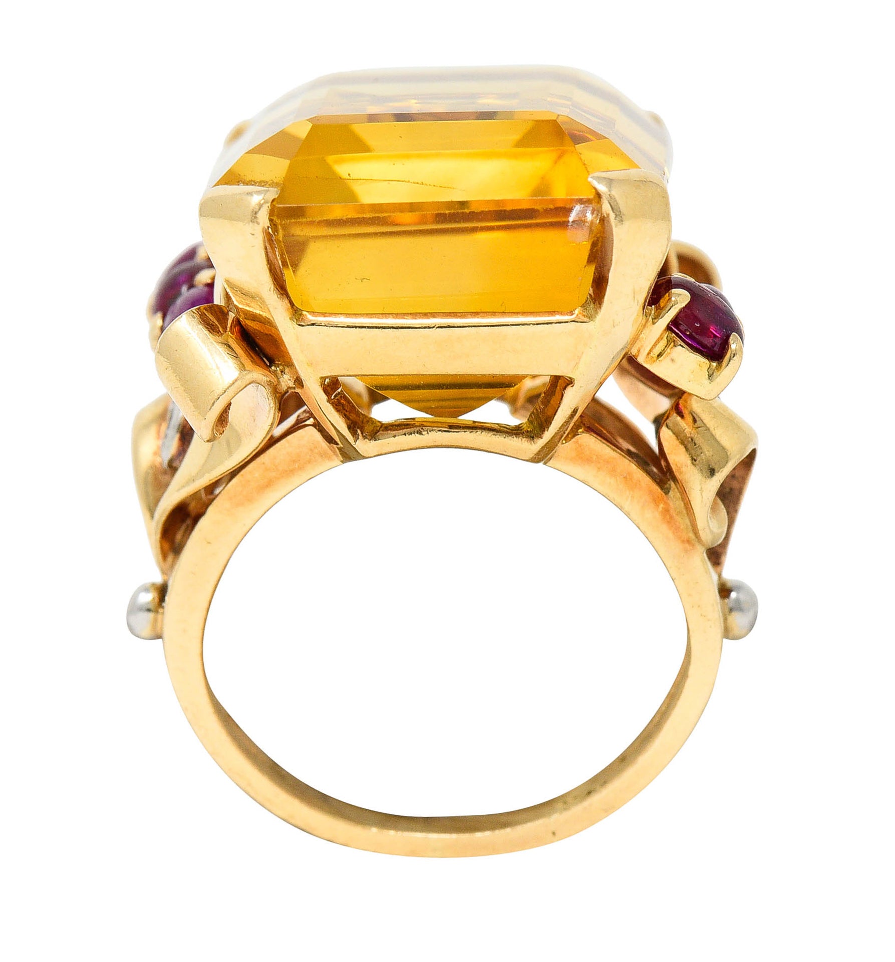 Retro Citrine Ruby Diamond 14 Karat Two-Tone Gold Statement RingRing - Wilson's Estate Jewelry