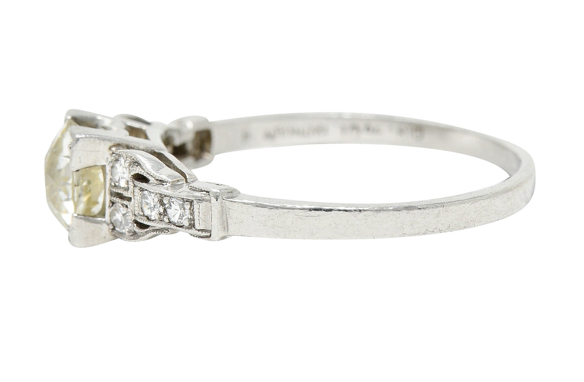 1930's Art Deco 1.00 CTW Diamond Platinum Buckle Engagement RingRing - Wilson's Estate Jewelry