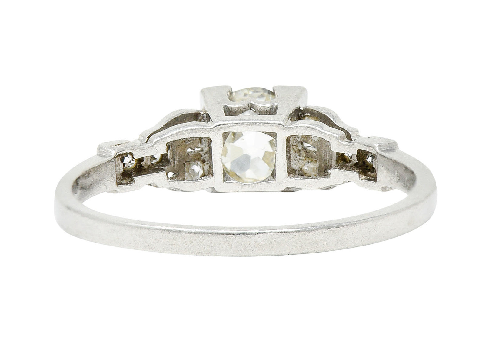 1930's Art Deco 1.00 CTW Diamond Platinum Buckle Engagement RingRing - Wilson's Estate Jewelry