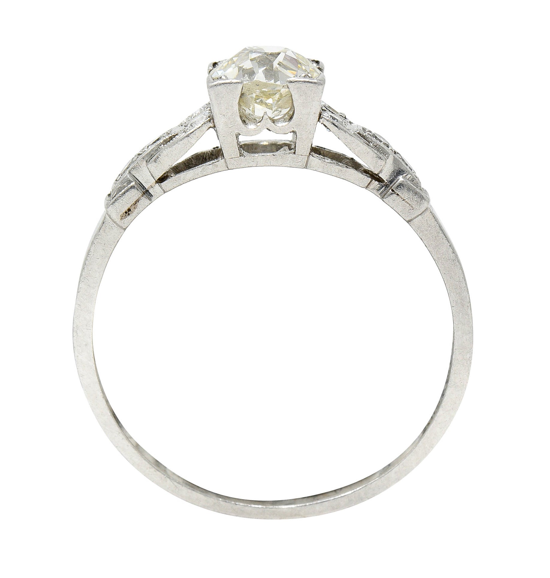 1930's Art Deco 1.00 CTW Diamond Platinum Buckle Engagement RingRing - Wilson's Estate Jewelry