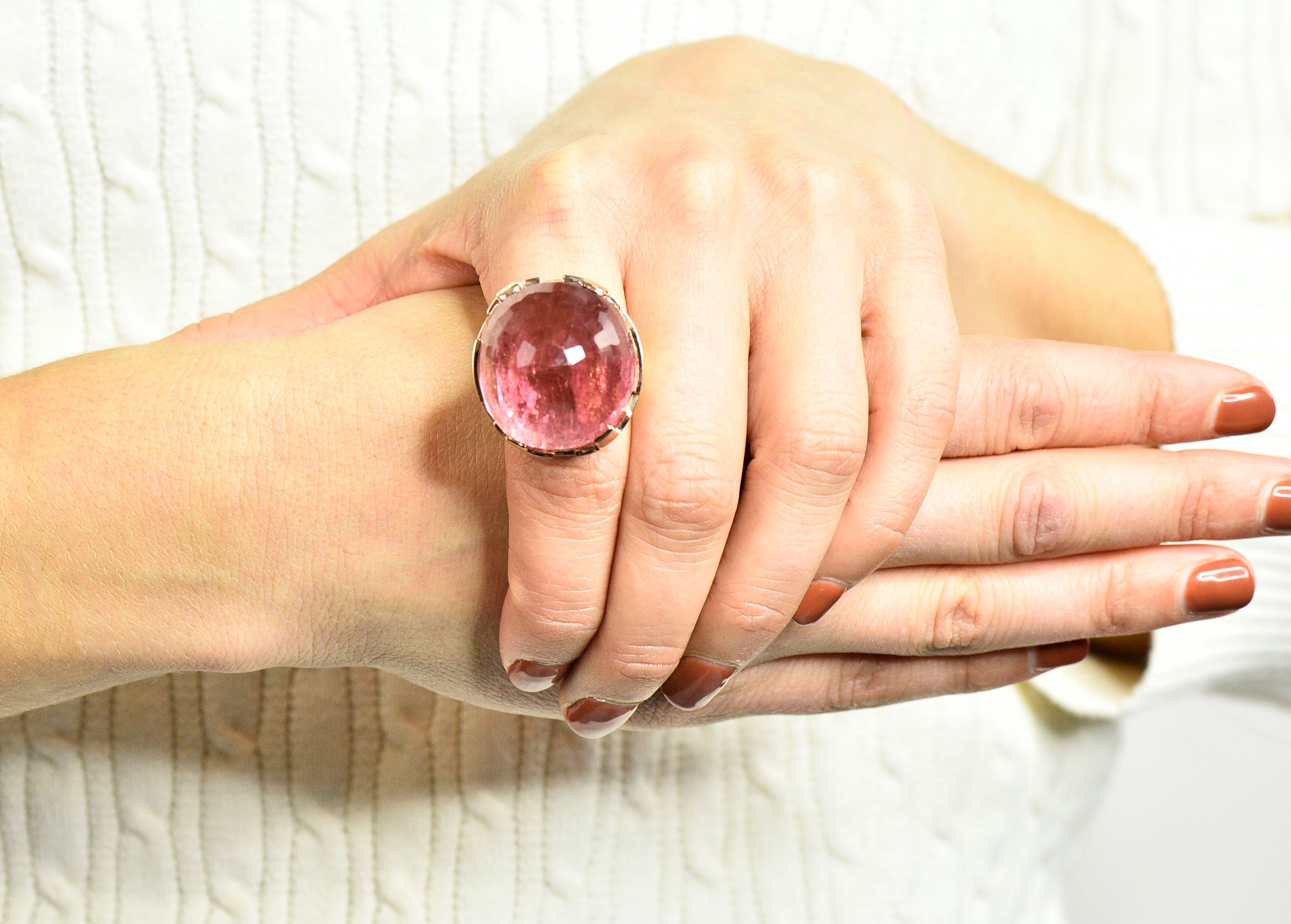 Large SeidenGang Pink Tourmaline 14 Karat Gold Cocktail RingRing - Wilson's Estate Jewelry