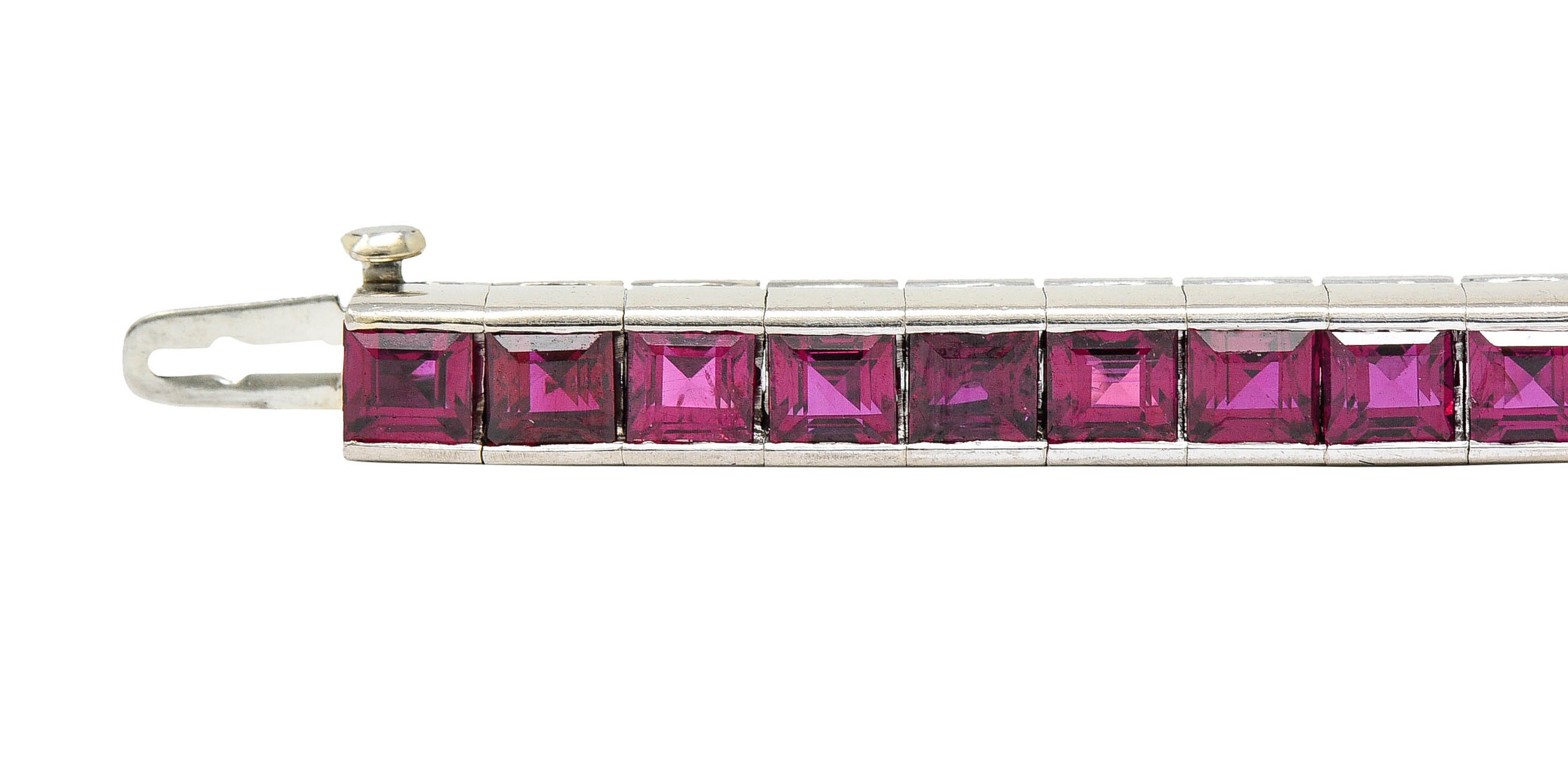 Retro 13.25 CTW Ruby Platinum Line Bracelet Circa 1940sbracelet - Wilson's Estate Jewelry