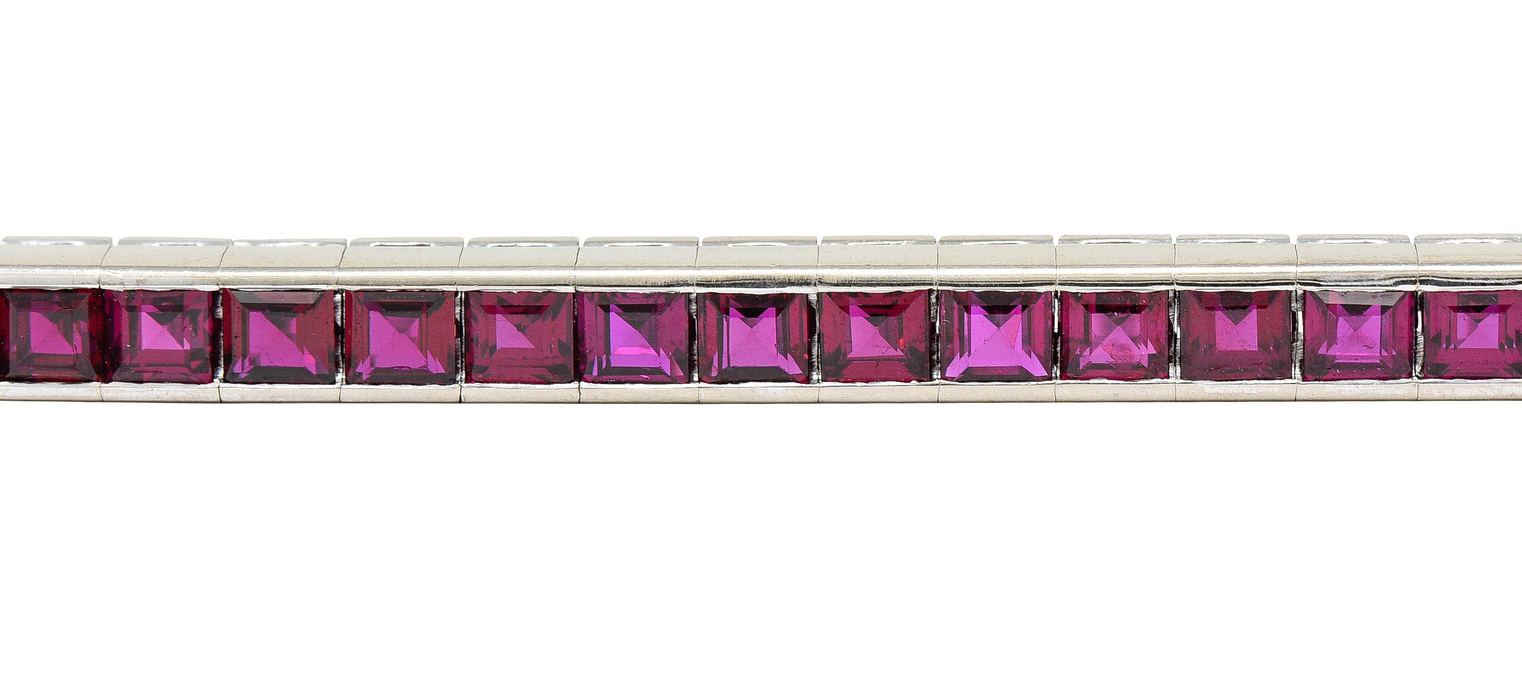 Retro 13.25 CTW Ruby Platinum Line Bracelet Circa 1940sbracelet - Wilson's Estate Jewelry