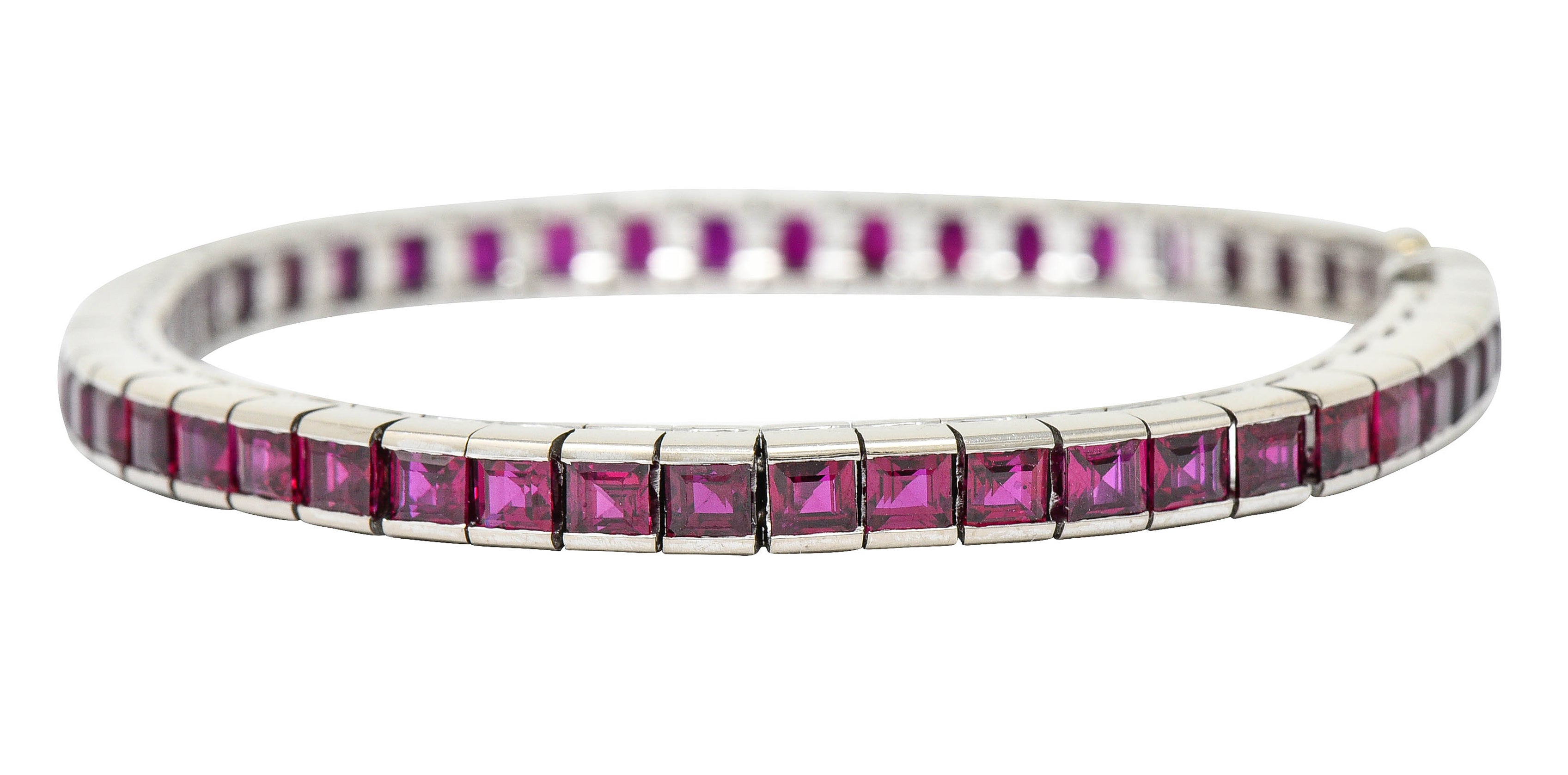 Retro 13.25 CTW Ruby Platinum Line Bracelet Circa 1940sbracelet - Wilson's Estate Jewelry