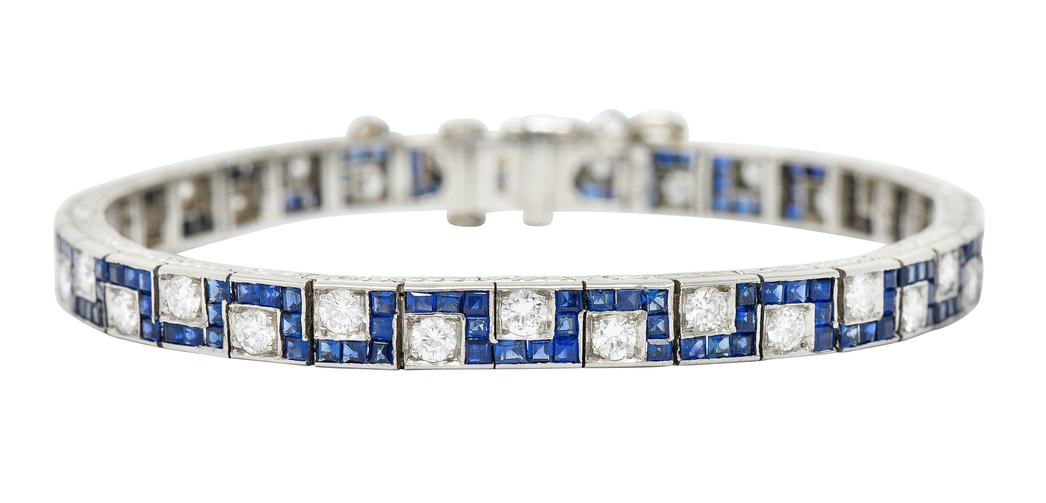 Oscar Heyman 8.45 CTW Sapphire Diamond Platinum Line Bracelet Circa 1950bracelet - Wilson's Estate Jewelry