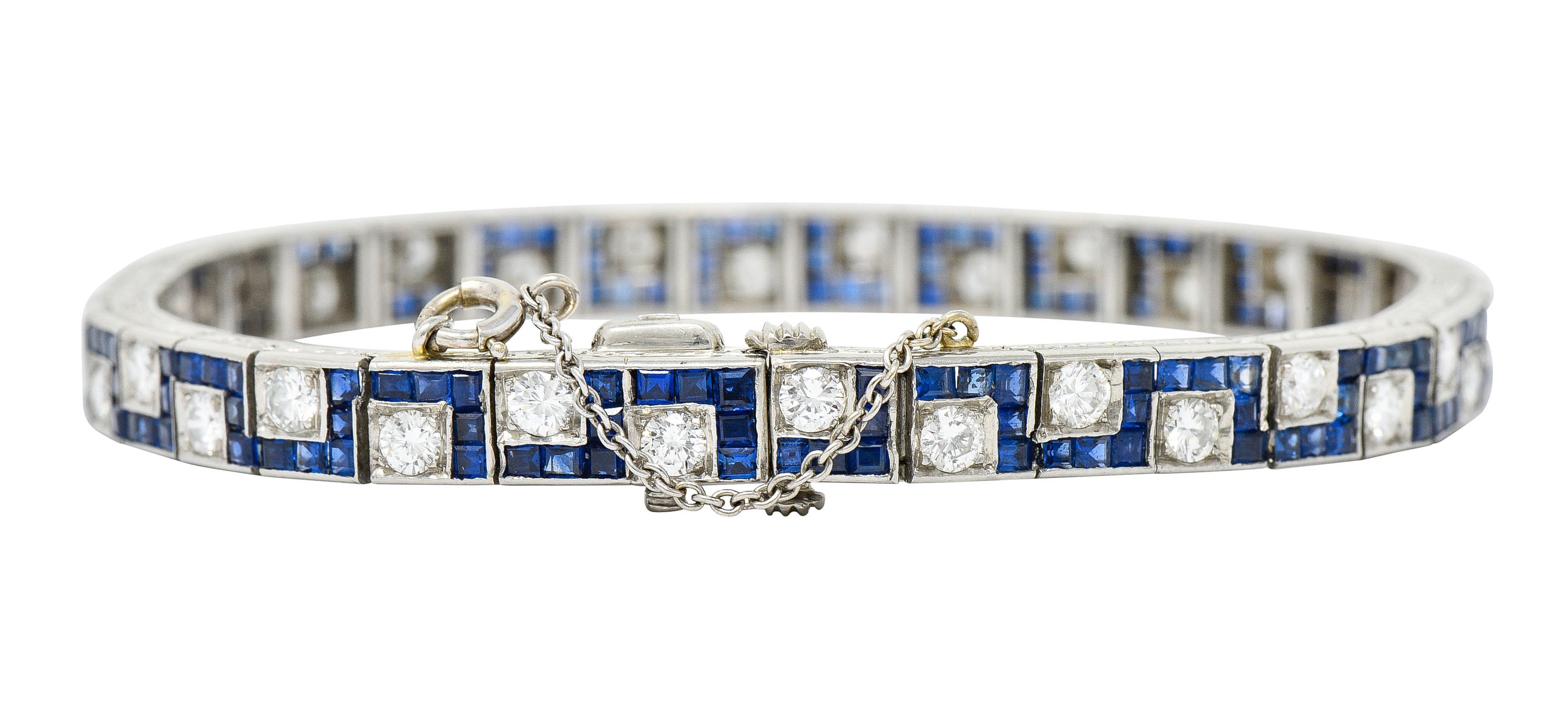 Oscar Heyman 8.45 CTW Sapphire Diamond Platinum Line Bracelet Circa 1950bracelet - Wilson's Estate Jewelry