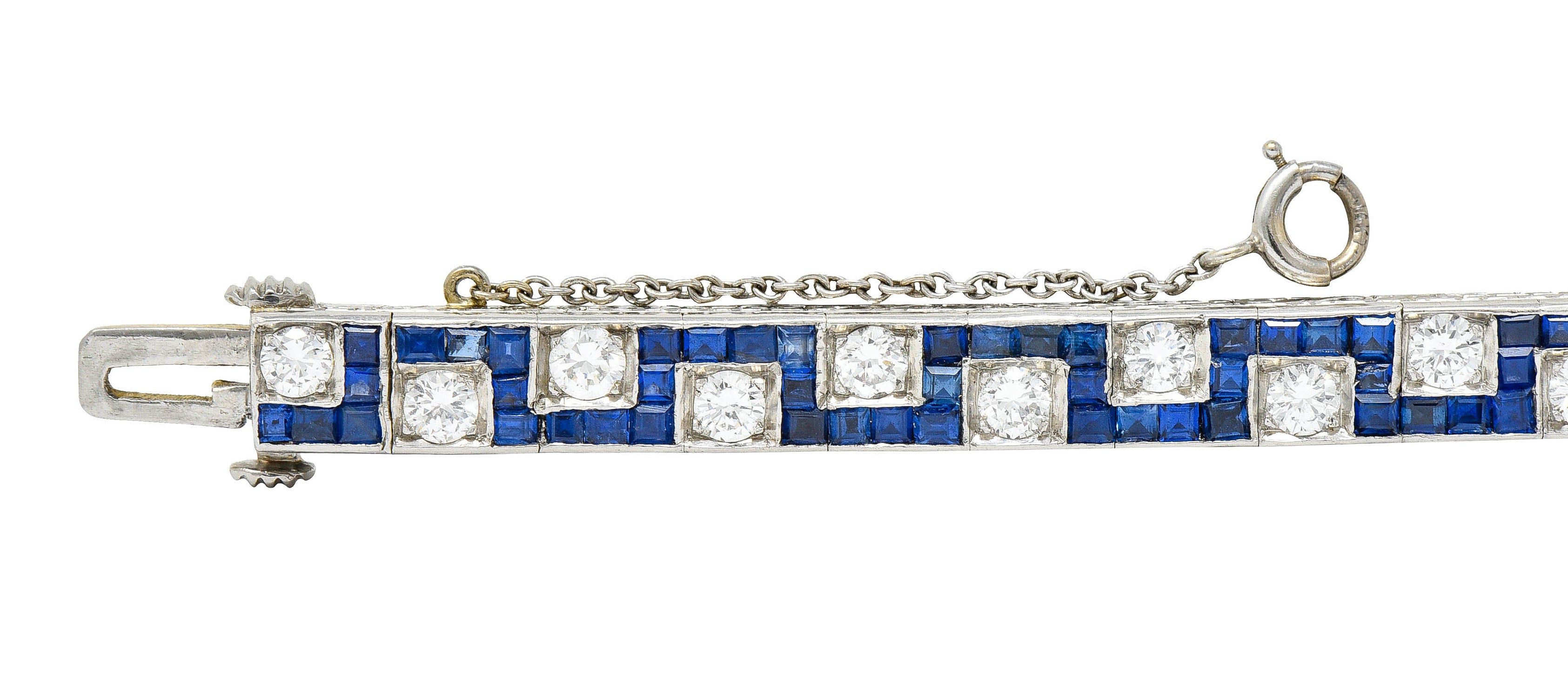 Oscar Heyman 8.45 CTW Sapphire Diamond Platinum Line Bracelet Circa 1950bracelet - Wilson's Estate Jewelry