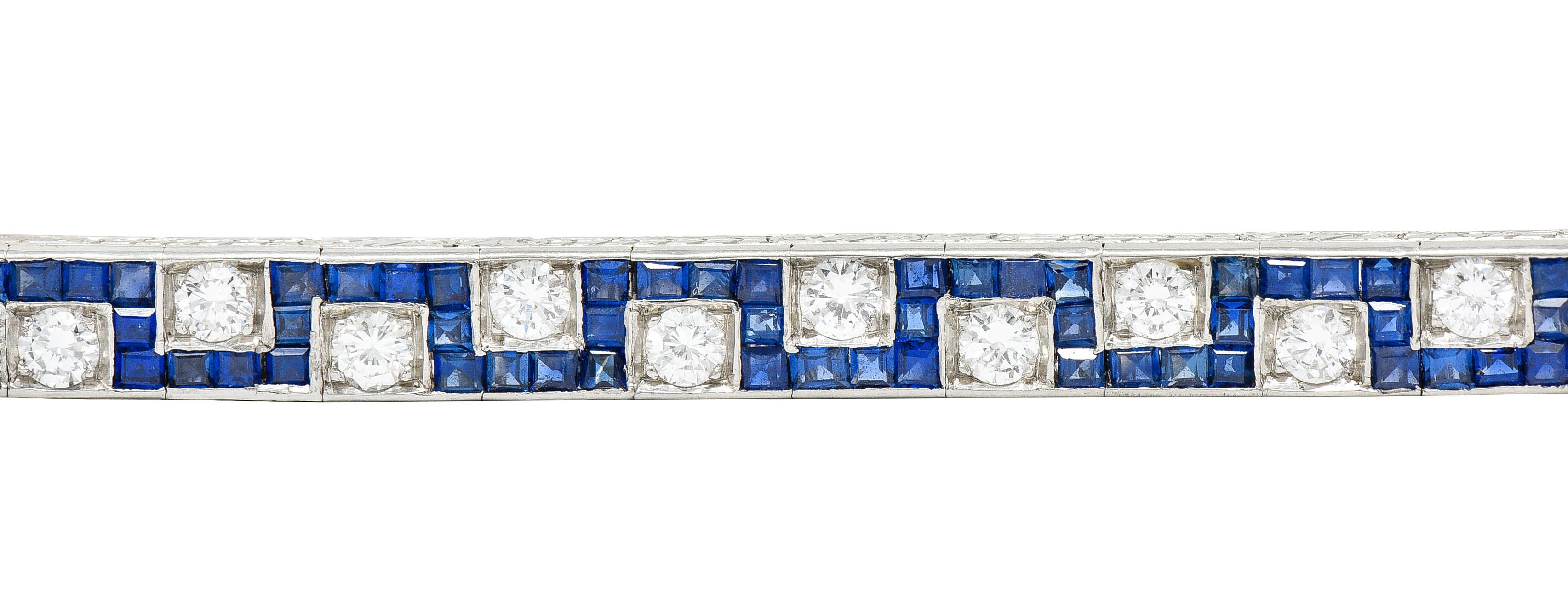 Oscar Heyman 8.45 CTW Sapphire Diamond Platinum Line Bracelet Circa 1950bracelet - Wilson's Estate Jewelry