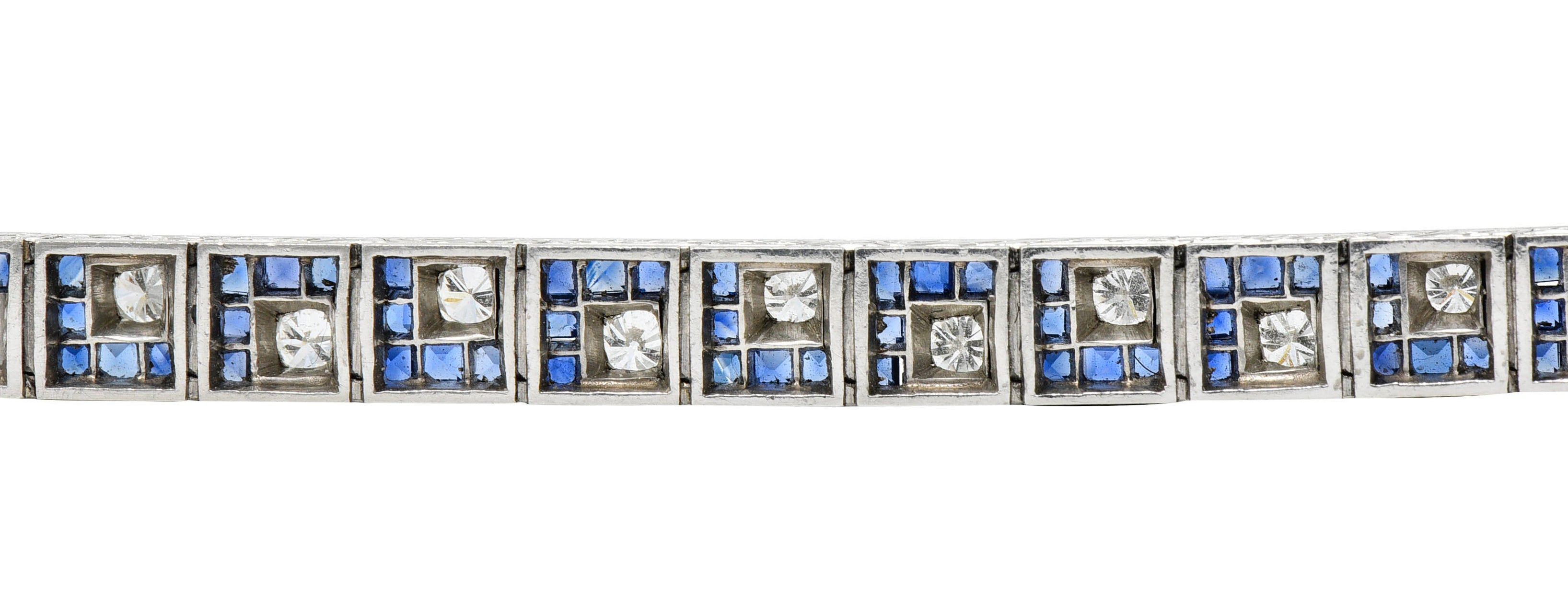 Oscar Heyman 8.45 CTW Sapphire Diamond Platinum Line Bracelet Circa 1950bracelet - Wilson's Estate Jewelry