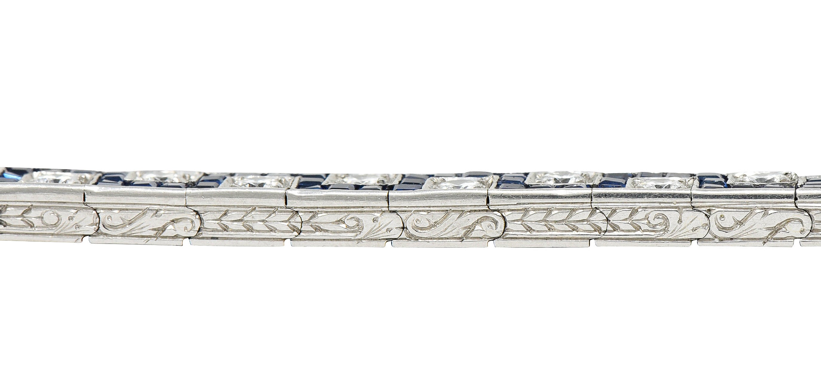 Oscar Heyman 8.45 CTW Sapphire Diamond Platinum Line Bracelet Circa 1950bracelet - Wilson's Estate Jewelry