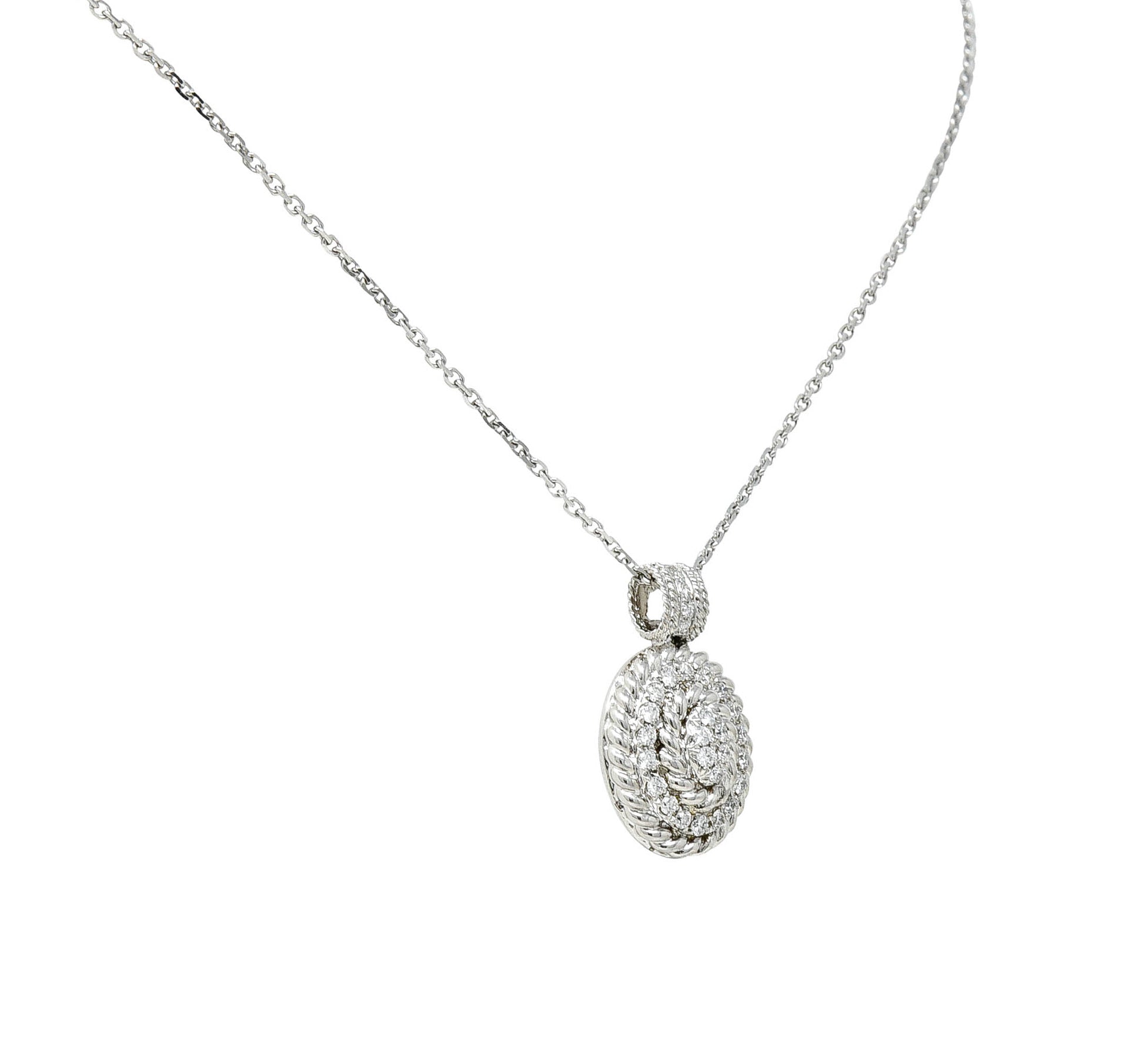 Contemporary Diamond 18 Karat White Gold Twisted Rope Pendant NecklaceNecklace - Wilson's Estate Jewelry