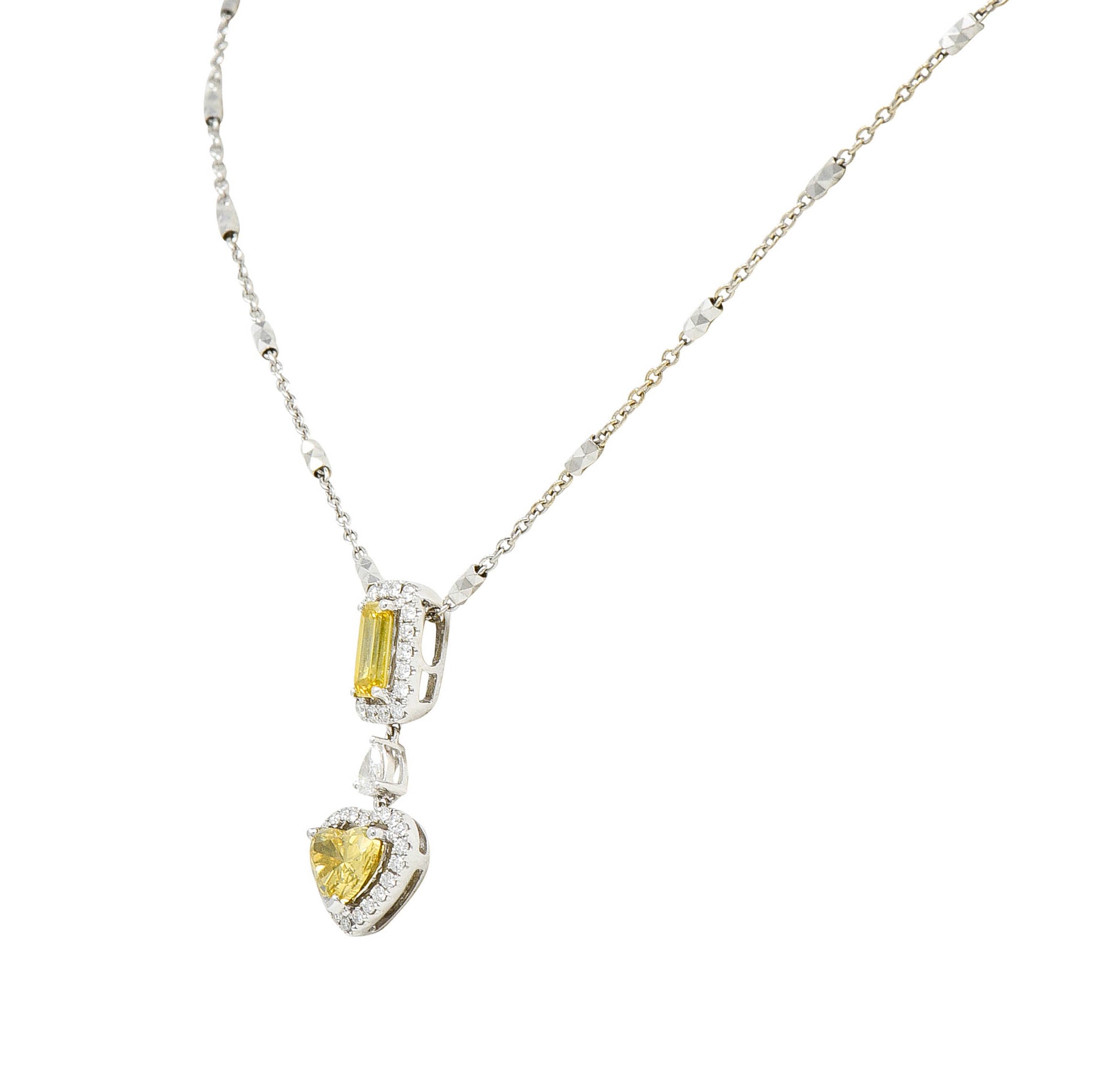 Contemporary 2.30 CTW Yellow Diamond 18 Karat Gold Heart Pendant NecklaceNecklace - Wilson's Estate Jewelry