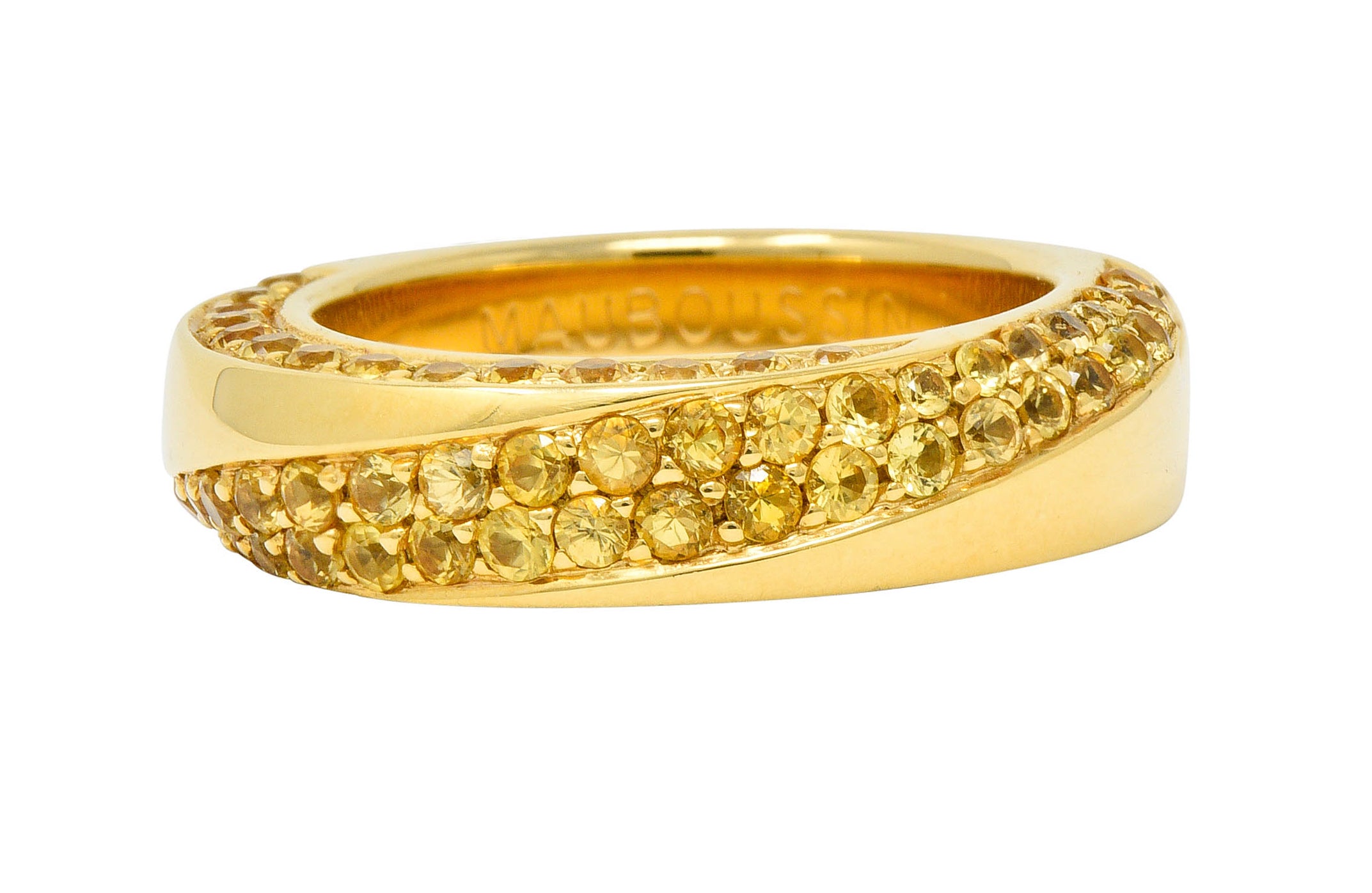 Mauboussin Paris 1.75 CTW Yellow Sapphire 18 Karat Gold Serpentine Band RingRing - Wilson's Estate Jewelry