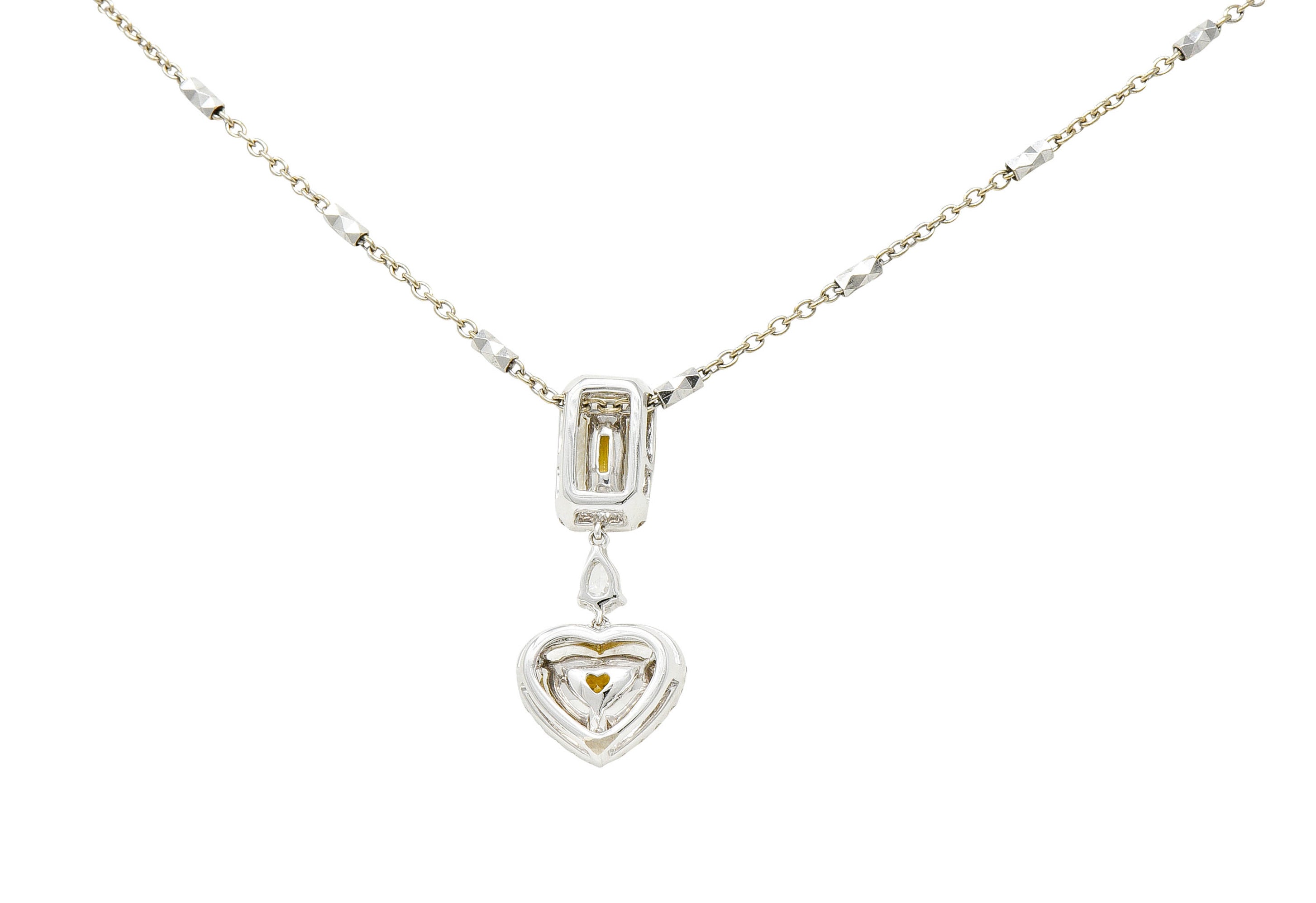 Contemporary 2.30 CTW Yellow Diamond 18 Karat Gold Heart Pendant NecklaceNecklace - Wilson's Estate Jewelry