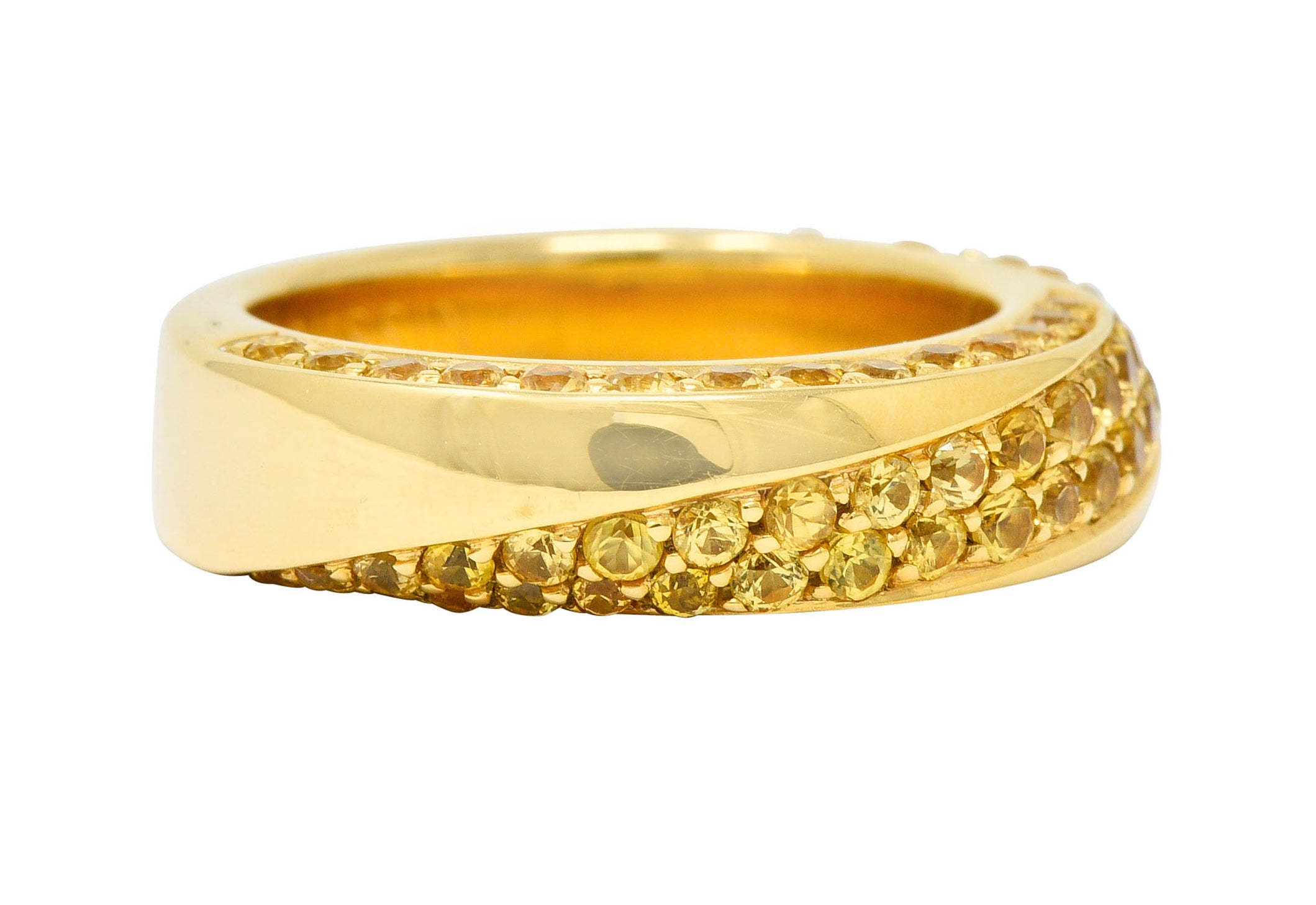 Mauboussin Paris 1.75 CTW Yellow Sapphire 18 Karat Gold Serpentine Band RingRing - Wilson's Estate Jewelry