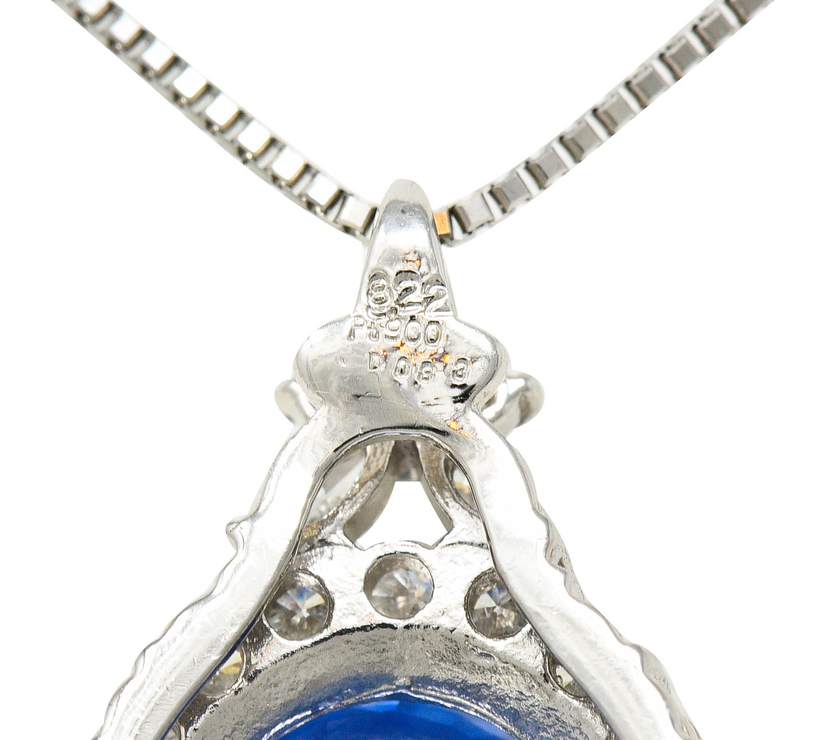 No Heat 9.05 CTW No Heat Ceylon Sapphire Diamond Platinum Cluster Pendant Necklace GIANecklace - Wilson's Estate Jewelry