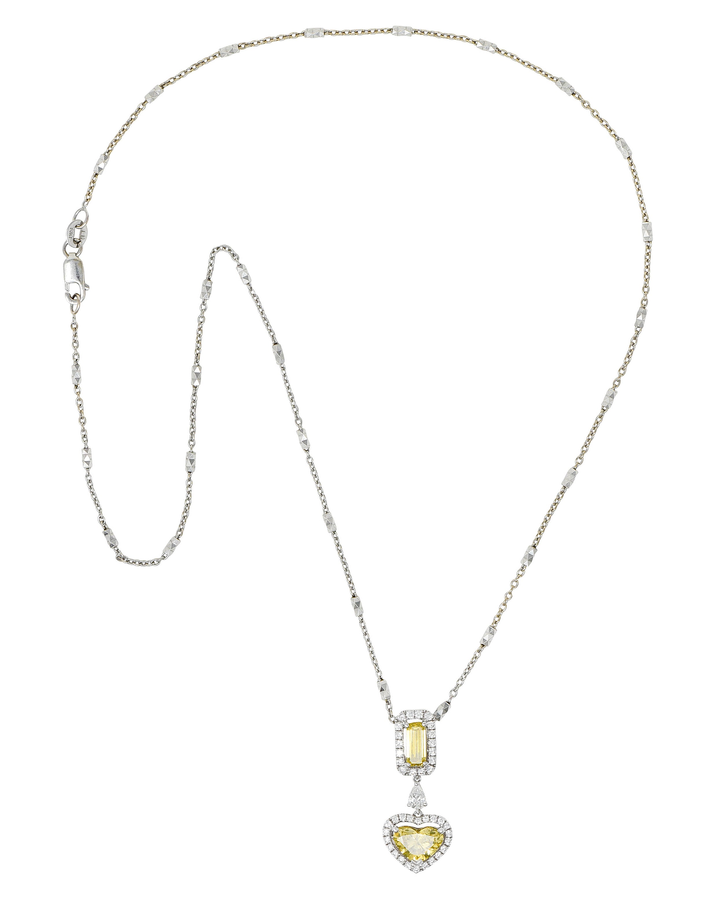 Contemporary 2.30 CTW Yellow Diamond 18 Karat Gold Heart Pendant NecklaceNecklace - Wilson's Estate Jewelry