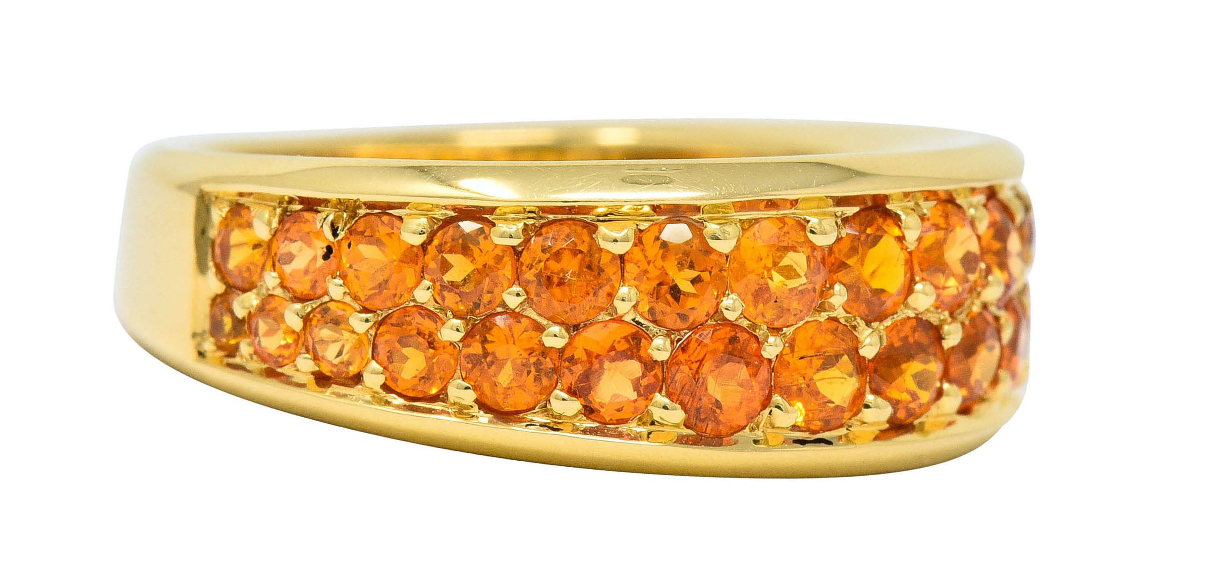 Mauboussin Paris 1.95 CTW Orange Sapphire 18 Karat Gold Pave Band RingRing - Wilson's Estate Jewelry