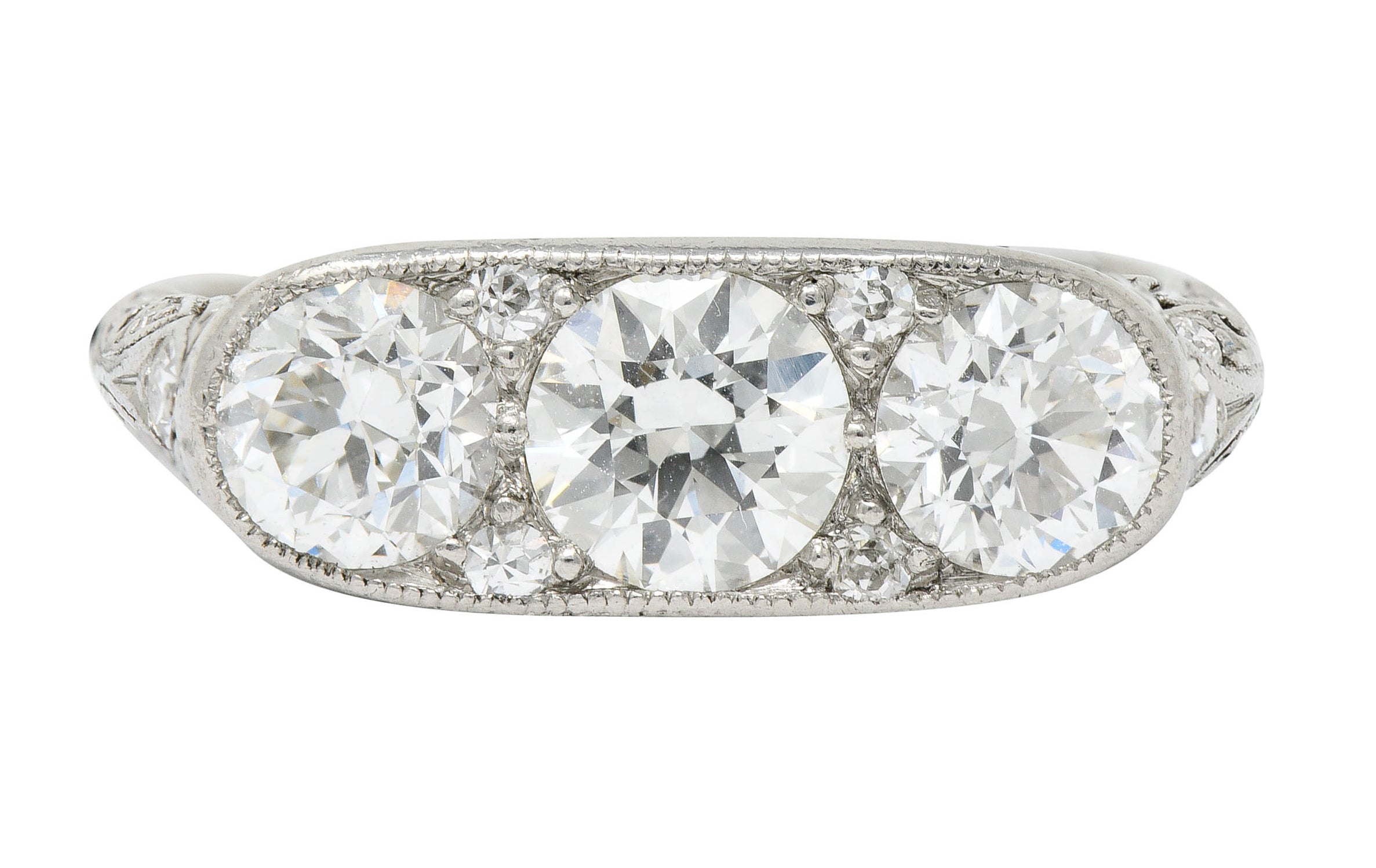 Art Deco 1.90 CTW Diamond Platinum Three Stone Dinner RingRing - Wilson's Estate Jewelry