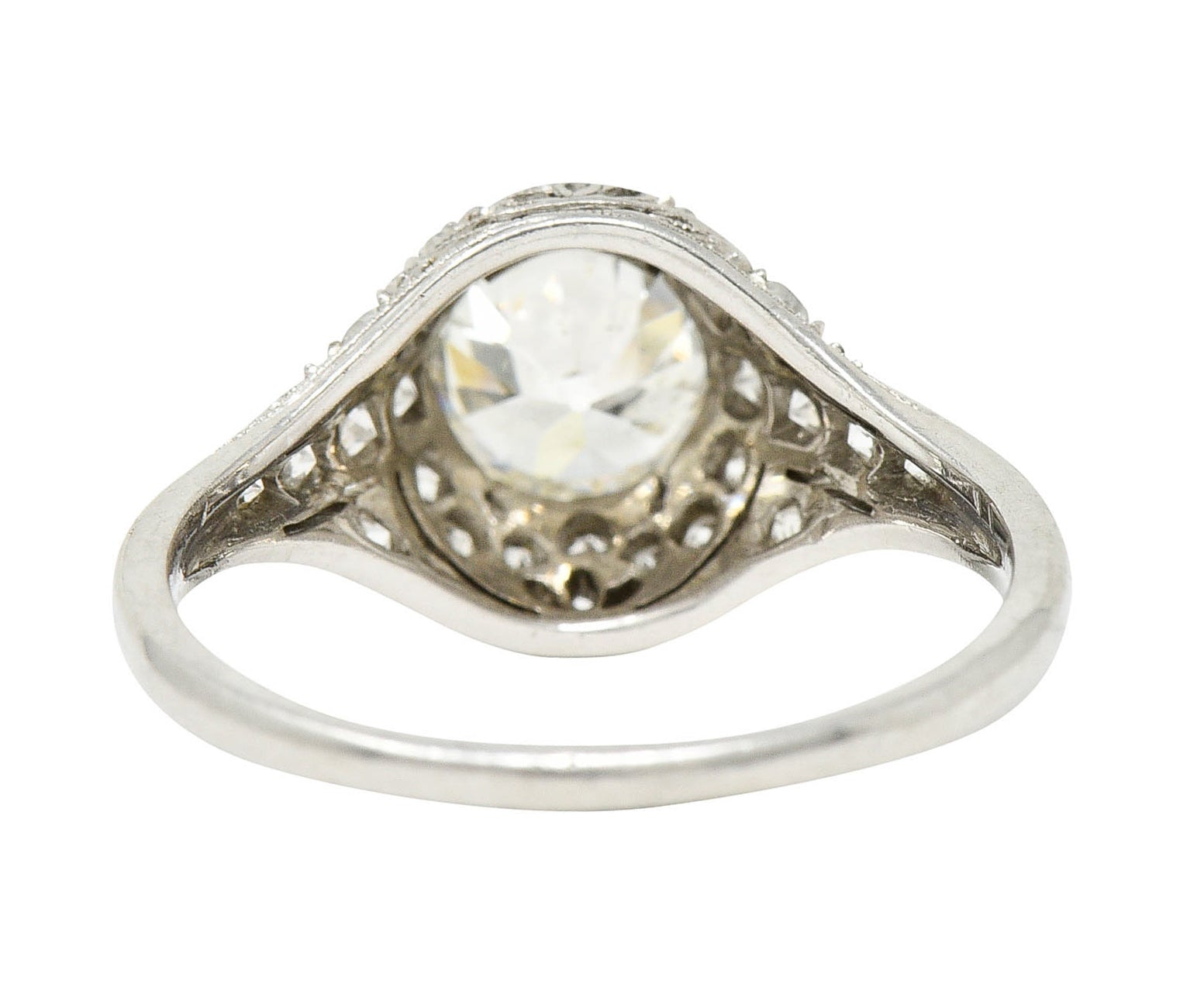 Edwardian 1.75 CTW Diamond Platinum Floral Engagement RingRing - Wilson's Estate Jewelry