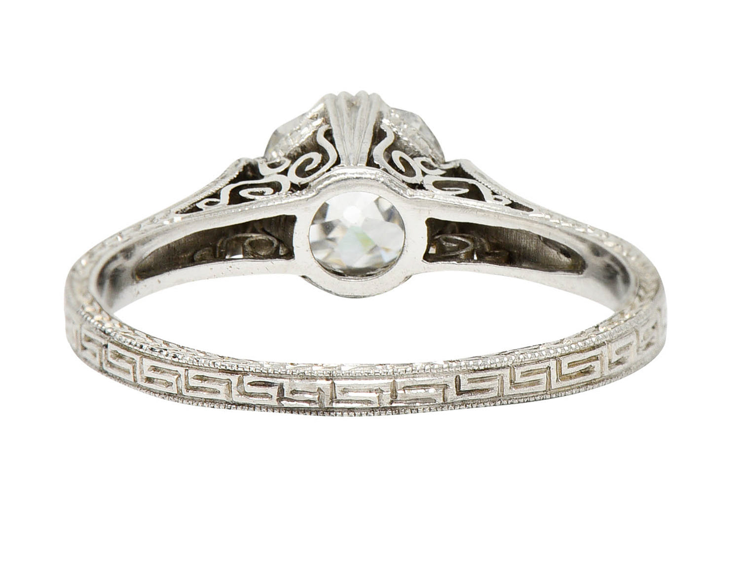 Art Deco 1.15 CTW Diamond Platinum Greek Key Engagement RingRing - Wilson's Estate Jewelry