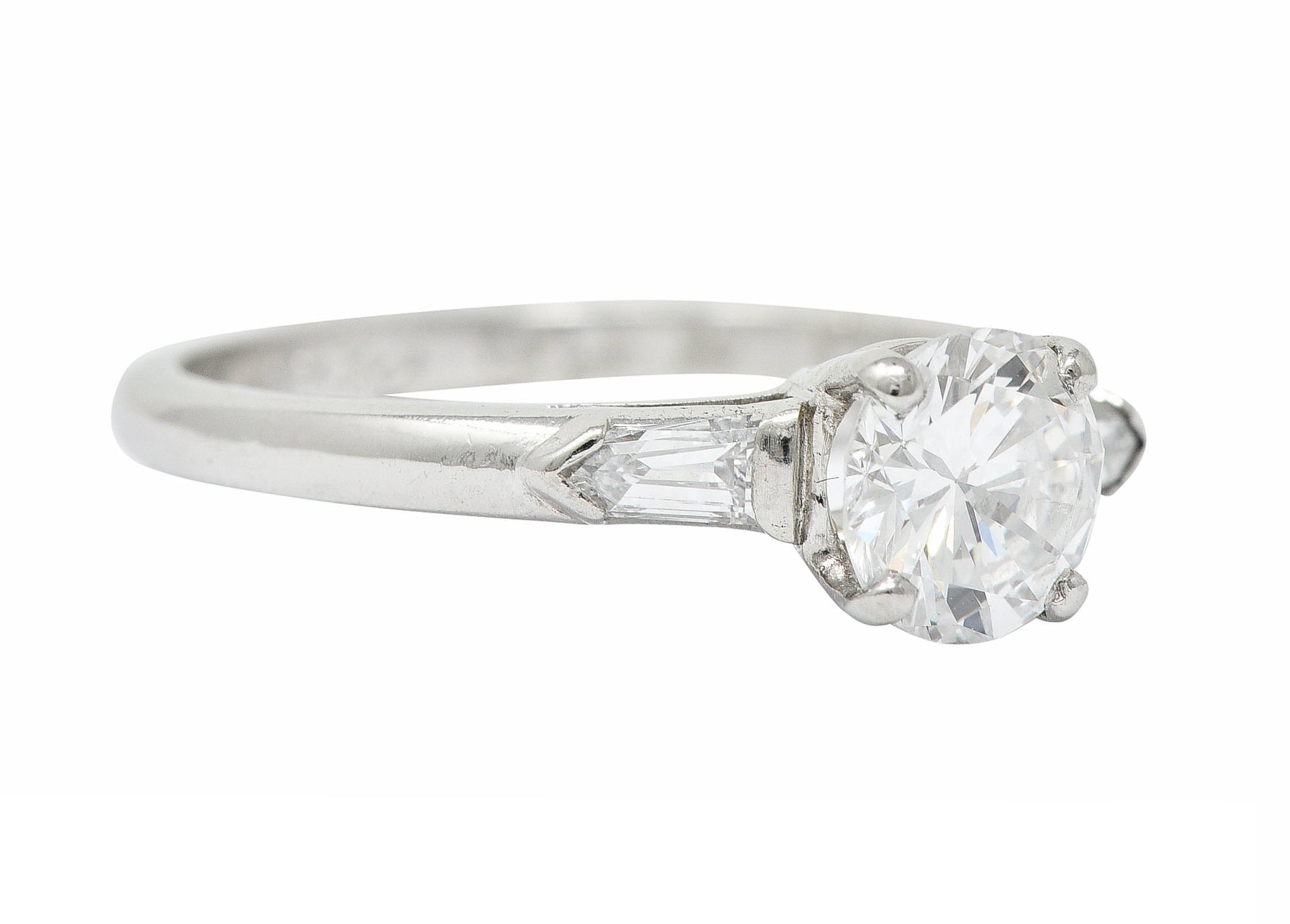 1930's Art Deco 0.91 CTW Diamond Platinum Engagement Ring GIARing - Wilson's Estate Jewelry