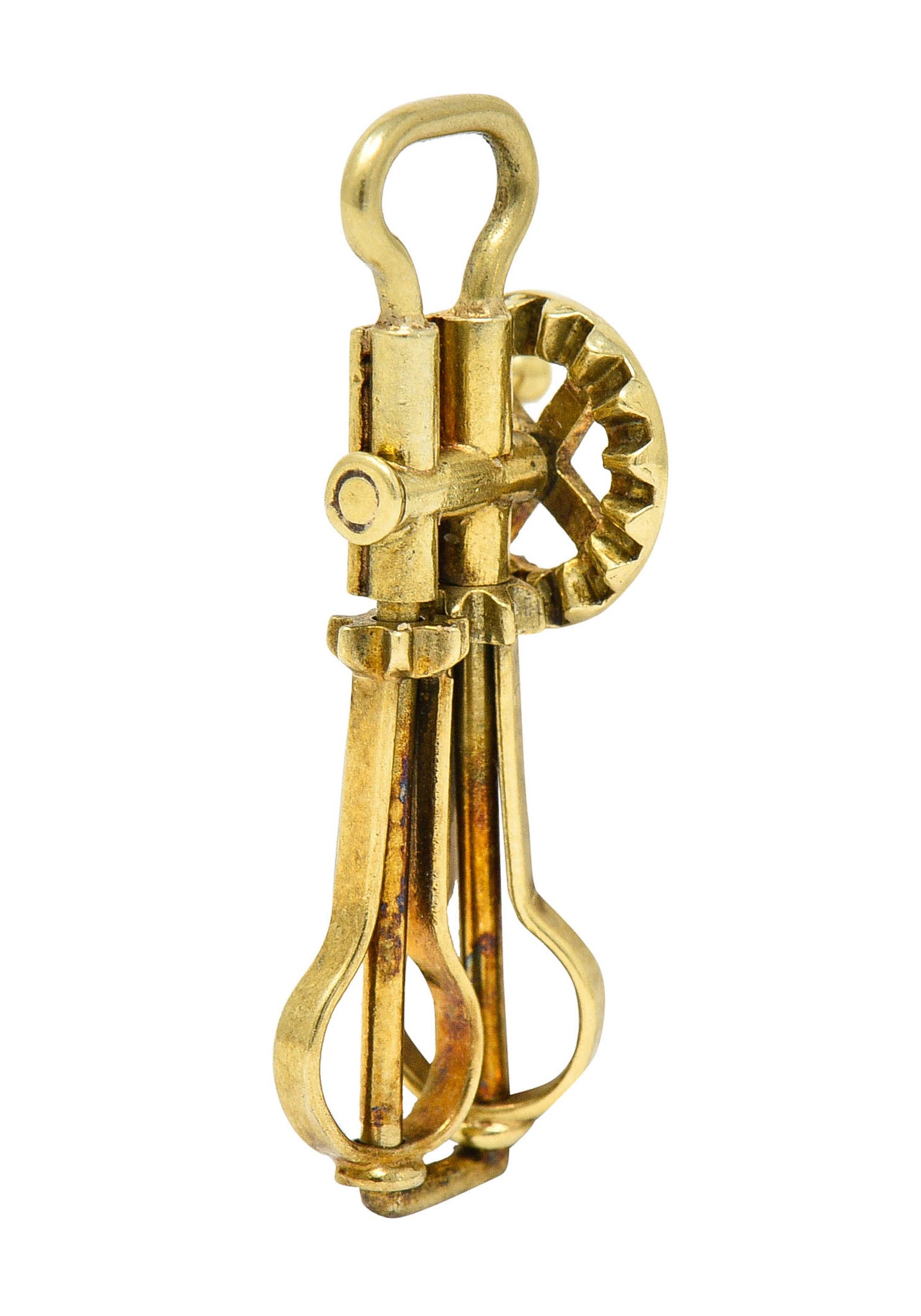 Sloan & Co. Retro 14 Karat Gold Articulated Hand Mixer Charmcharm - Wilson's Estate Jewelry