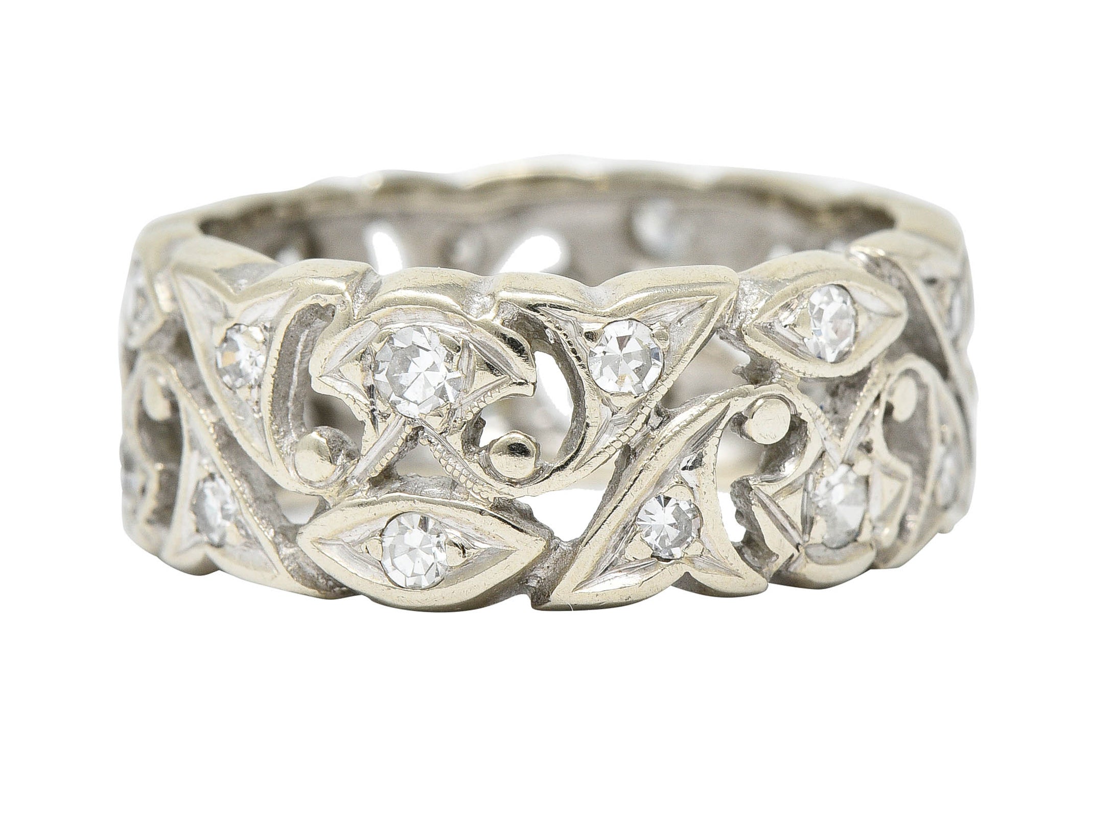 Art Deco 0.60 CTW Diamond 14 Karat White Gold Eternity Band RingRing - Wilson's Estate Jewelry