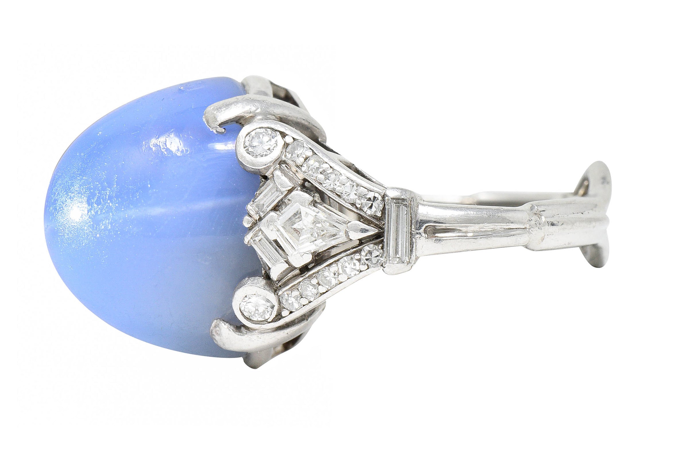 Mid-Century 39.00 CTW Star Sapphire Diamond Platinum Cabochon Ring Circa 1950Ring - Wilson's Estate Jewelry