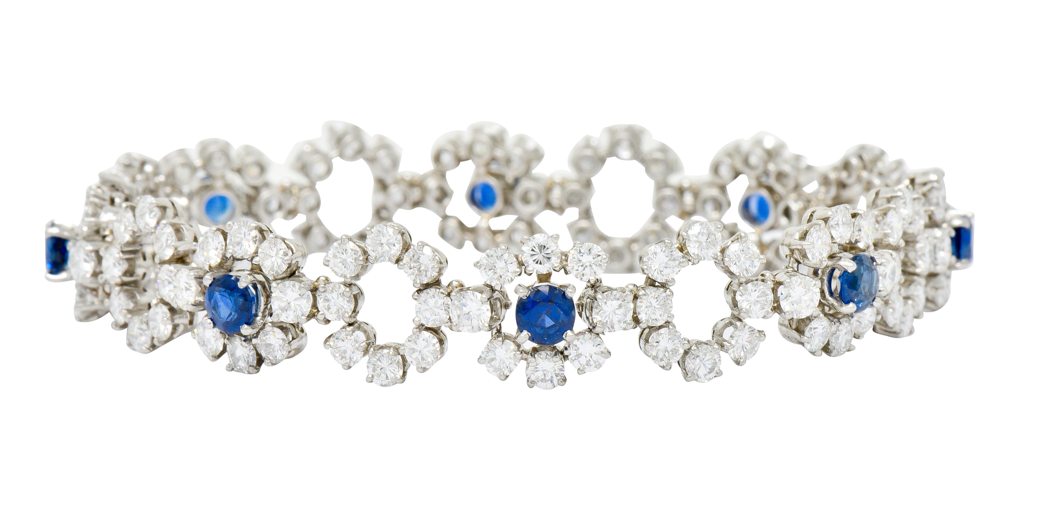 Tiffany & Co. 14.16 CTW Diamond Sapphire Platinum Cluster Link Bracelet - Wilson's Estate Jewelry