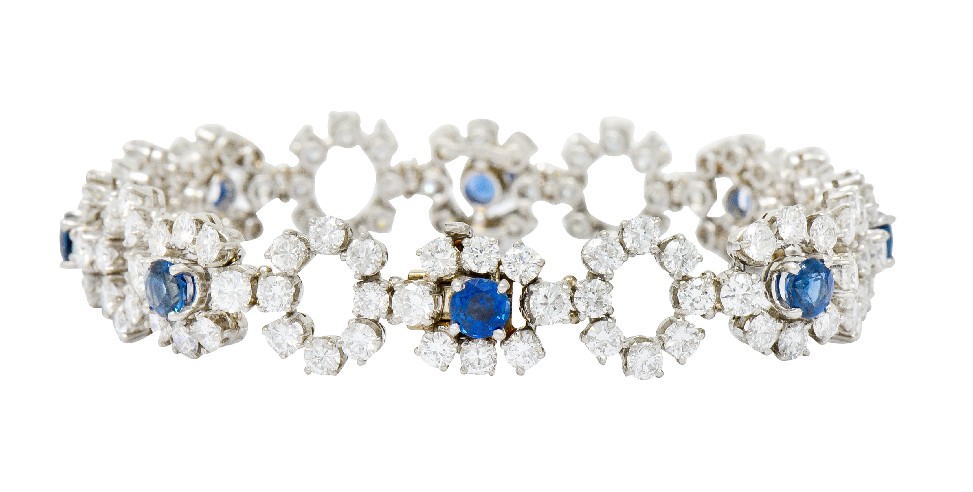 Tiffany & Co. 14.16 CTW Diamond Sapphire Platinum Cluster Link Bracelet - Wilson's Estate Jewelry