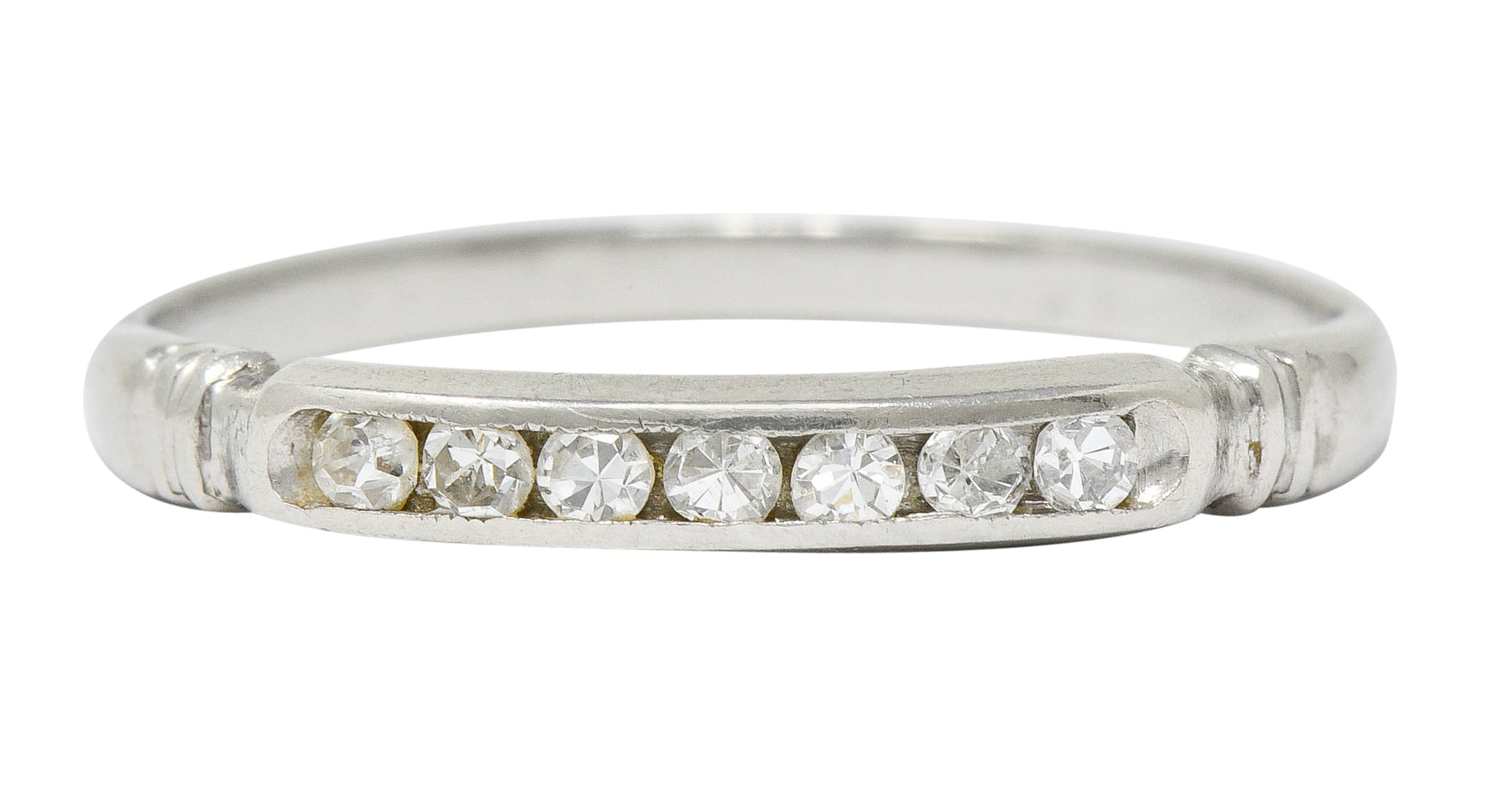 Early Art Deco Diamond Platinum Wedding Stacking Band RingRing - Wilson's Estate Jewelry