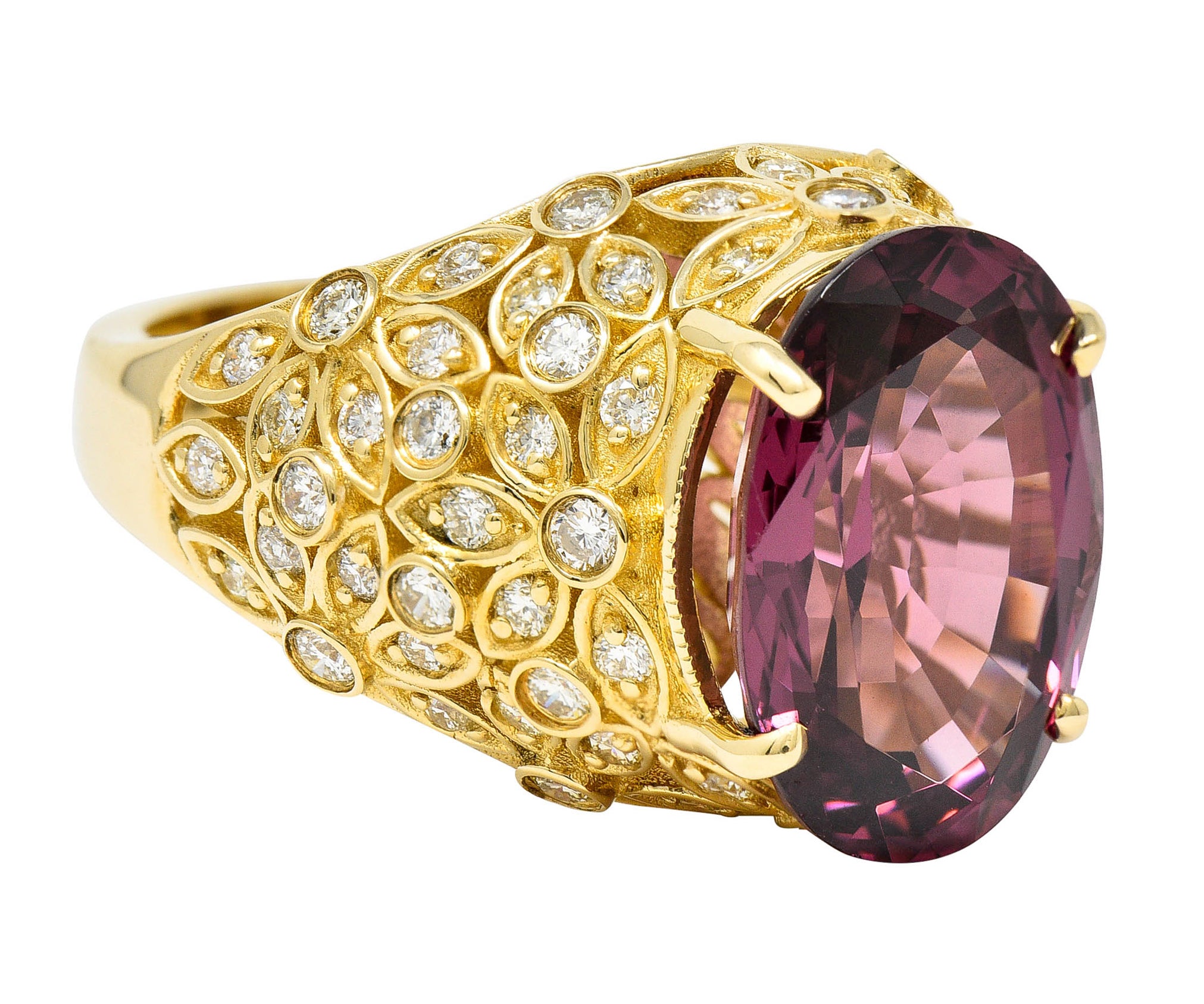 Contemporary 7.51 CTW Spinel Diamond 14 Karat Gold Gemstone RingRing - Wilson's Estate Jewelry